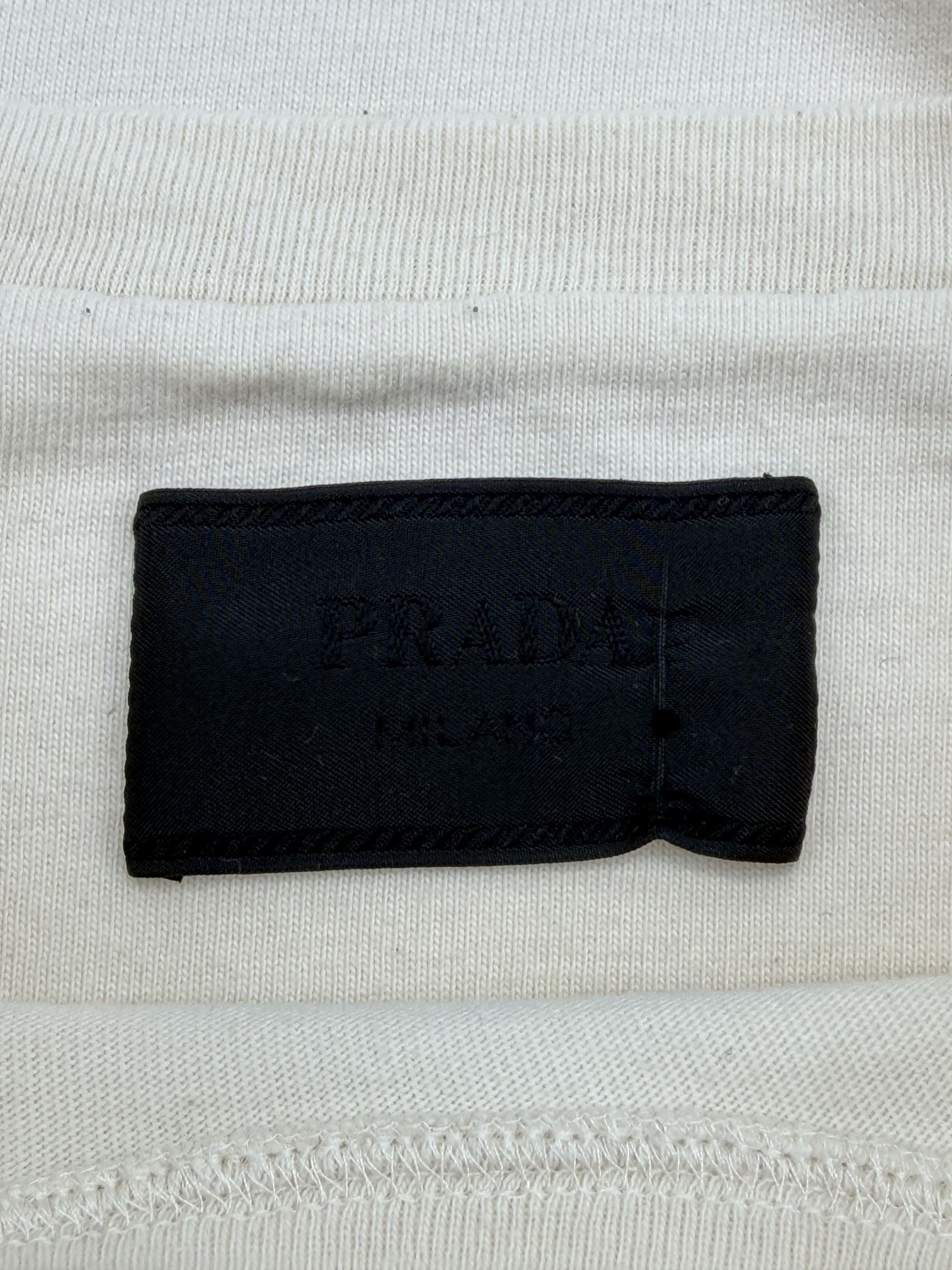 Prada Plaque Logo T-Shirt - Cream Prada