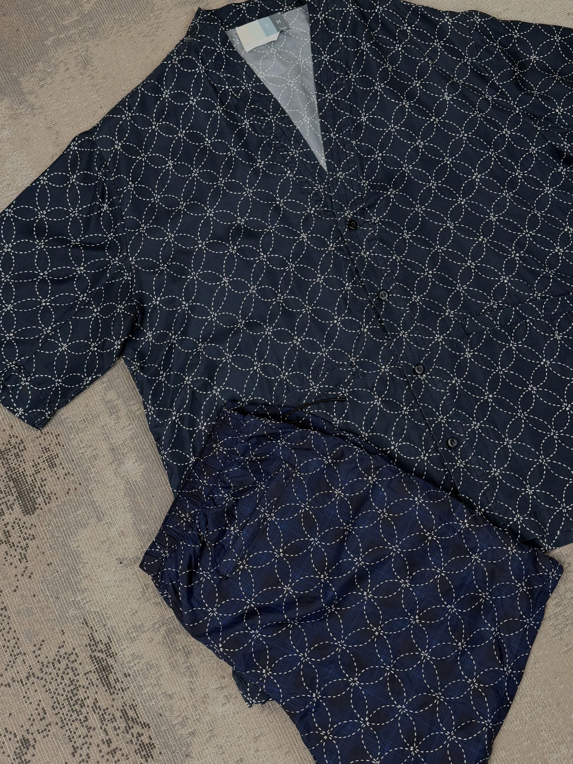 KITH Silk Geometric Shirt - Navy KITH