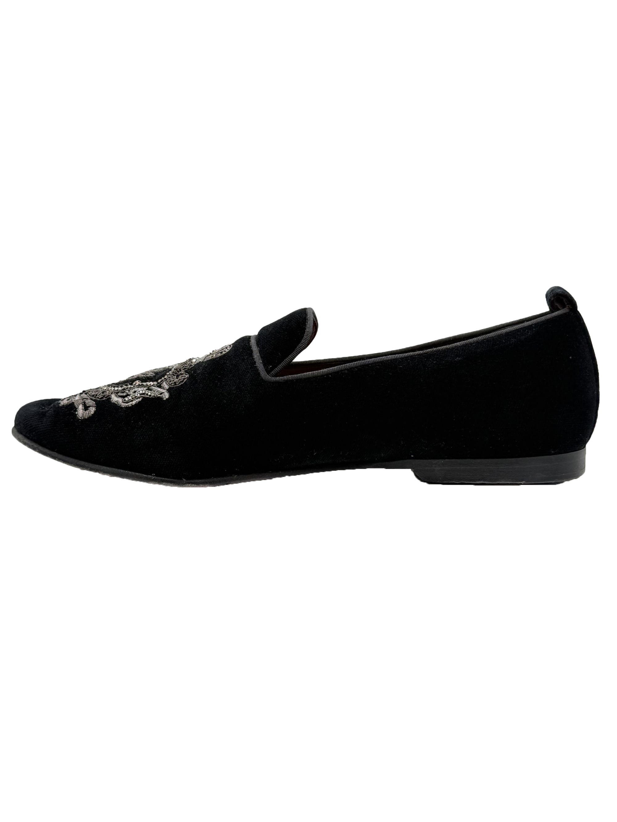 Dolce & Gabbana Velvet Crown Loafers - Black Dolce & Gabbana