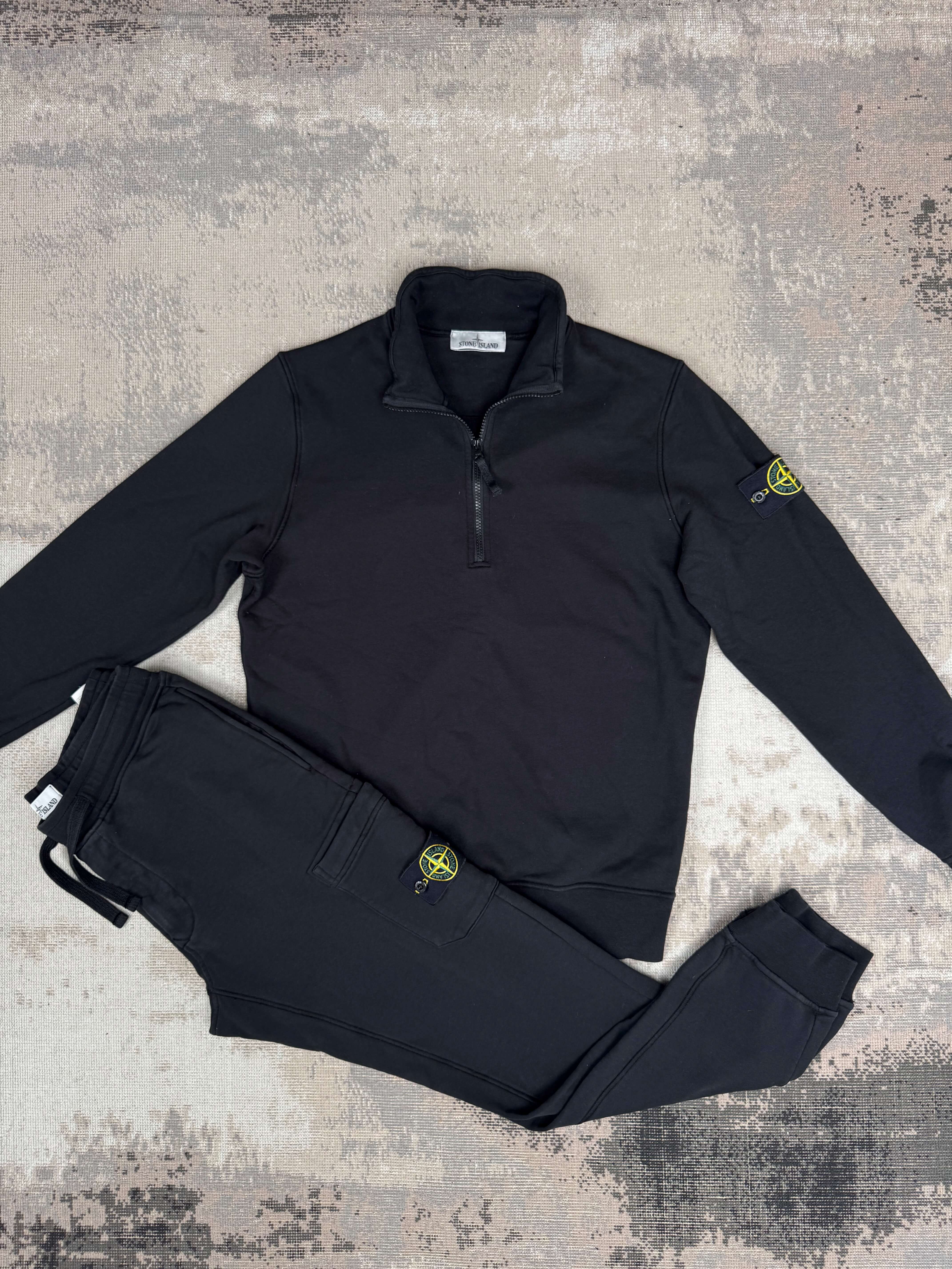Stone Island Badge Logo Half Zip Tracksuit - Black