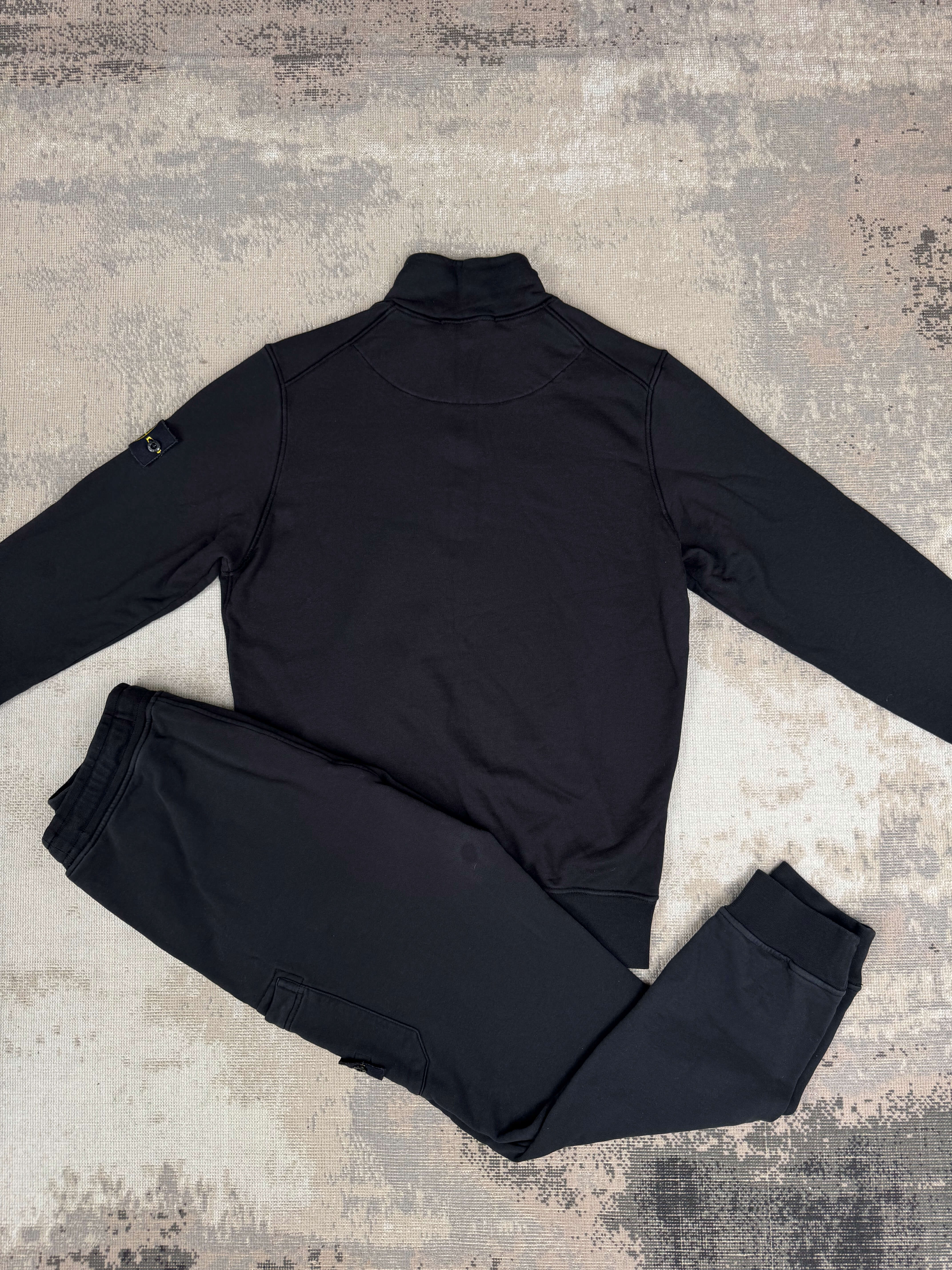 Stone Island Badge Logo Half Zip Tracksuit - Black