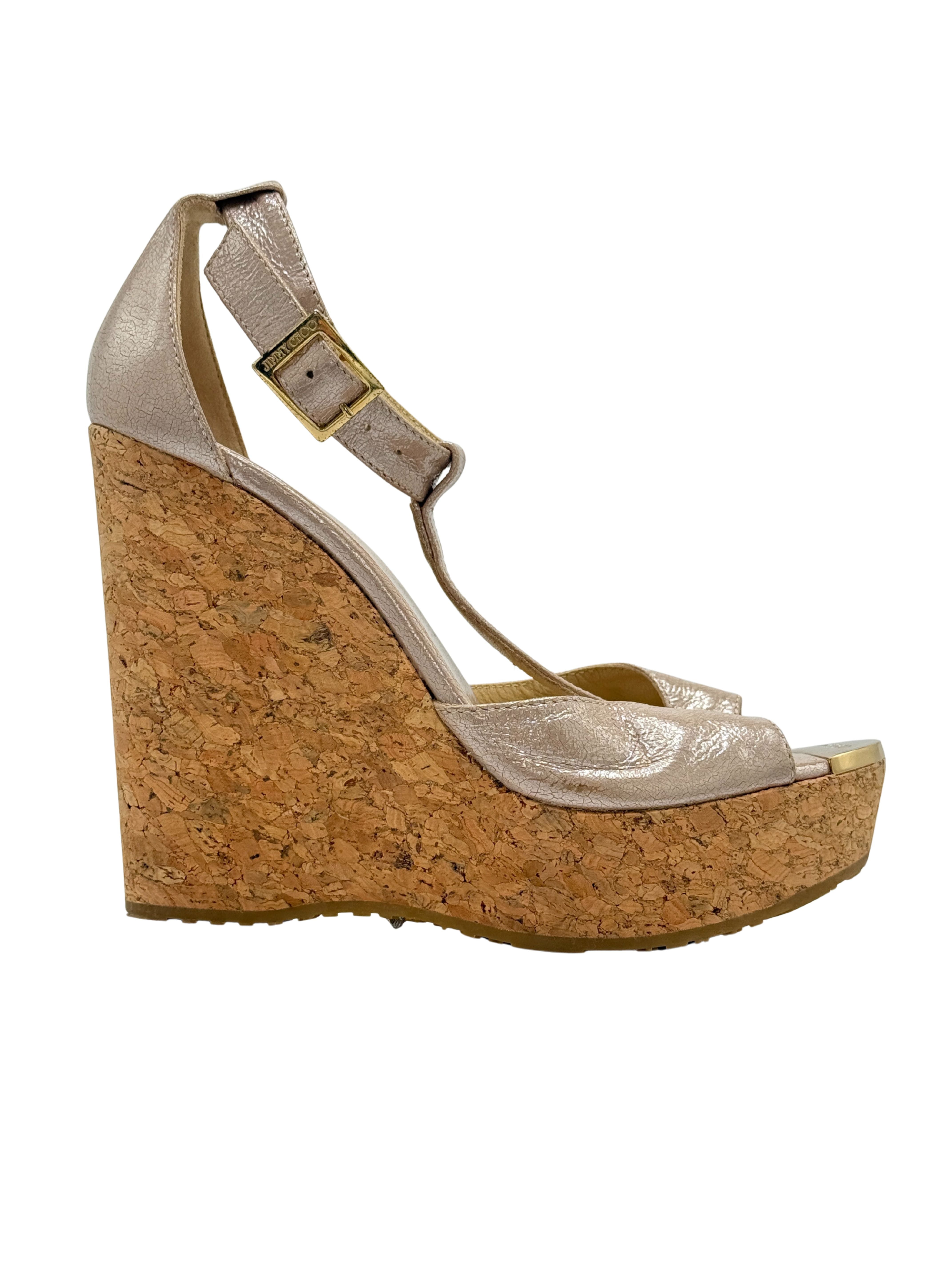 Jimmy Choo Pela Wedges - Champagne