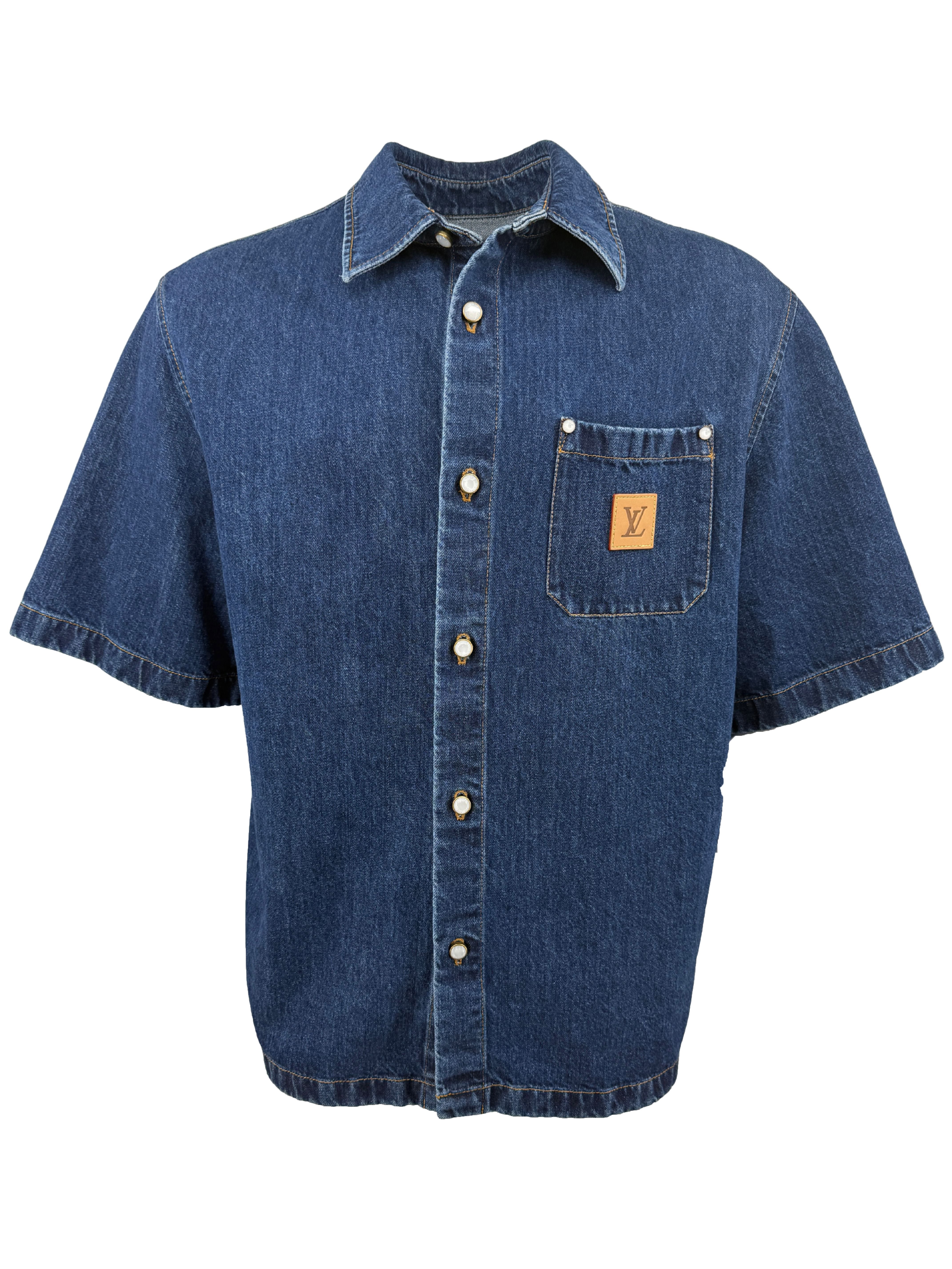 Louis Vuitton Signature Denim Short-Sleeved Shirt - Blue