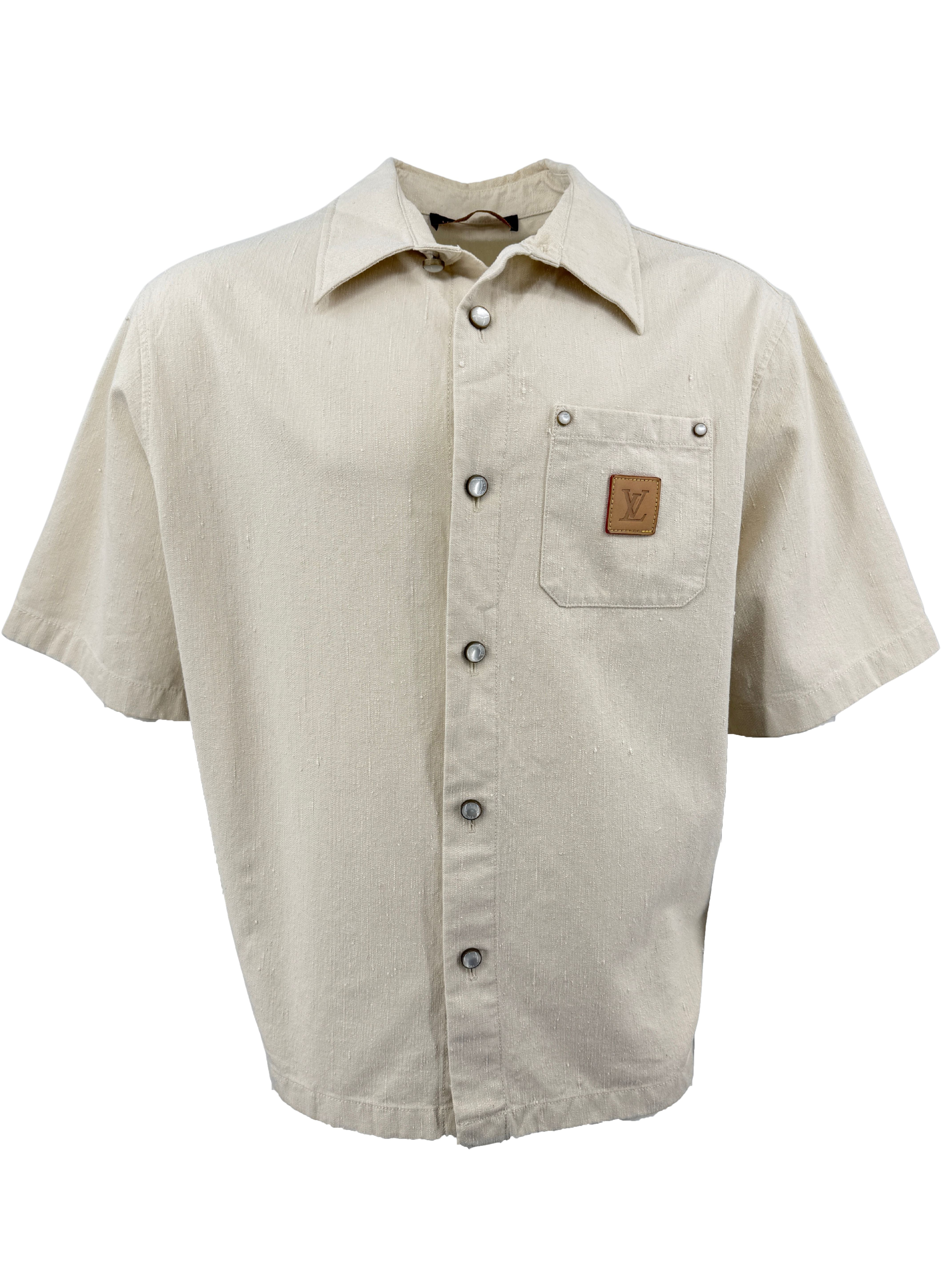 Louis Vuitton Denim Short-Sleeve Button-Up Shirt - Cream