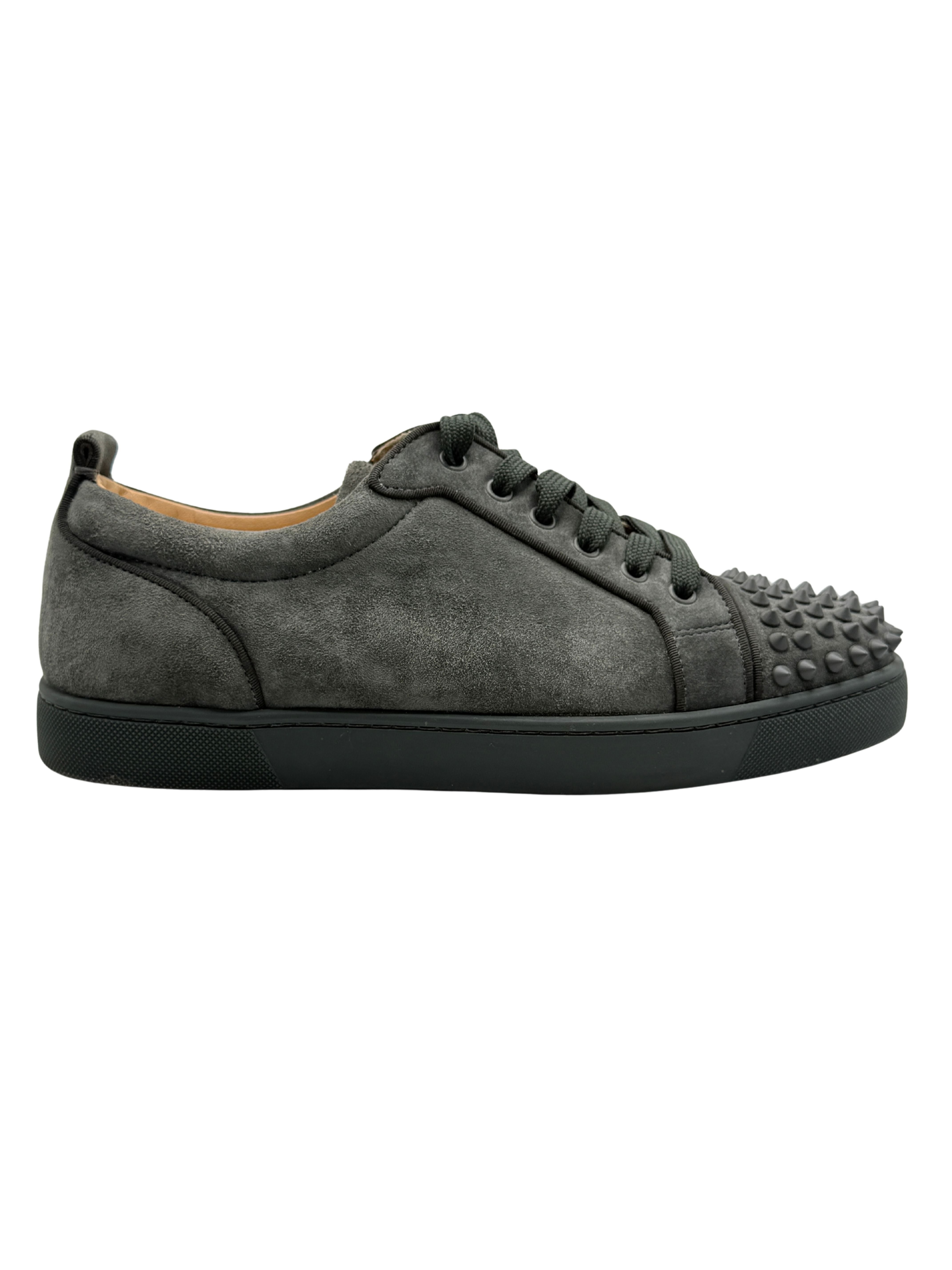 Christian Louboutin Louis Junior Spikes Suede Low-Top Sneakers - Grey
