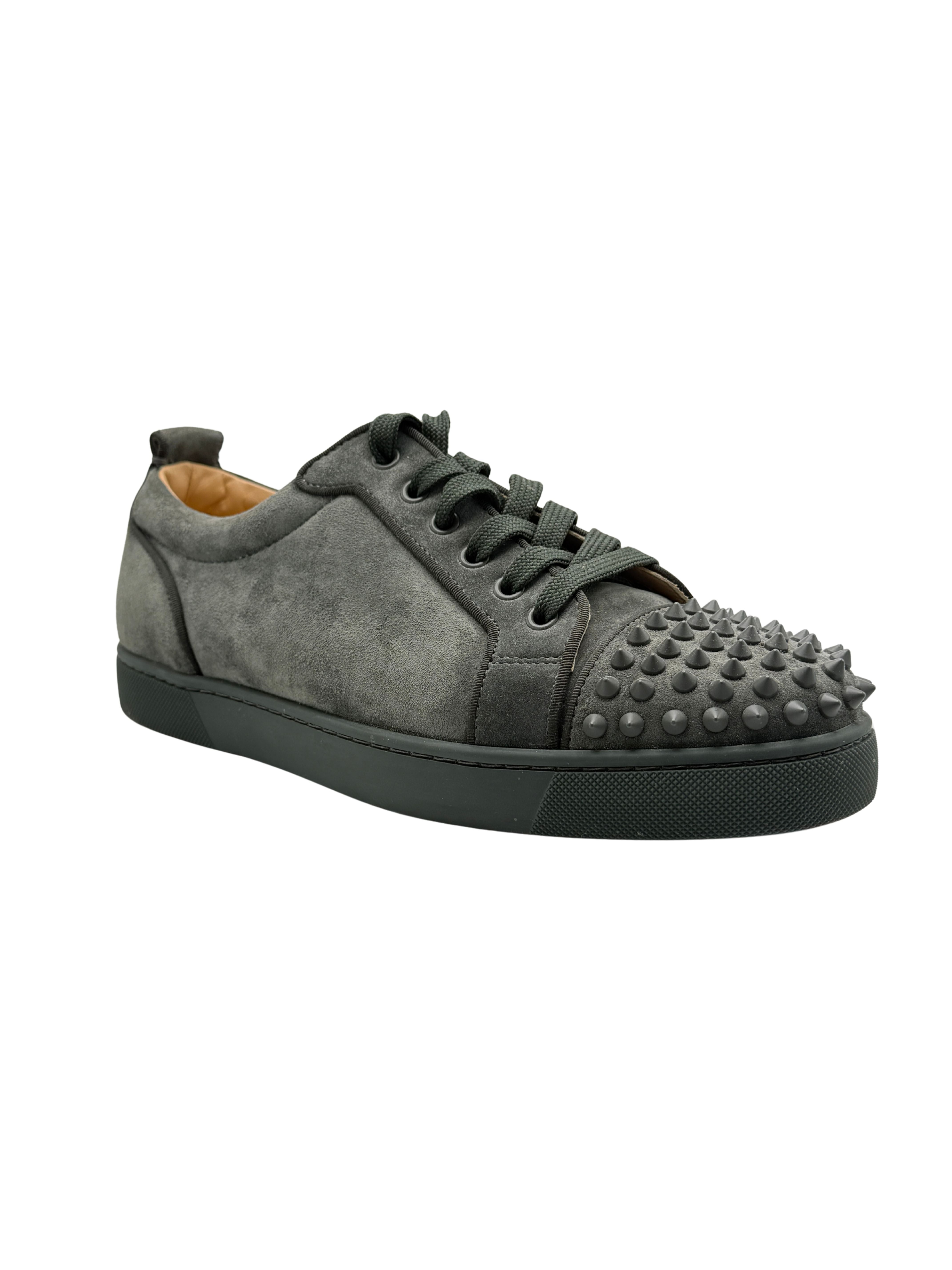 Christian Louboutin Louis Junior Spikes Suede Low-Top Sneakers - Grey