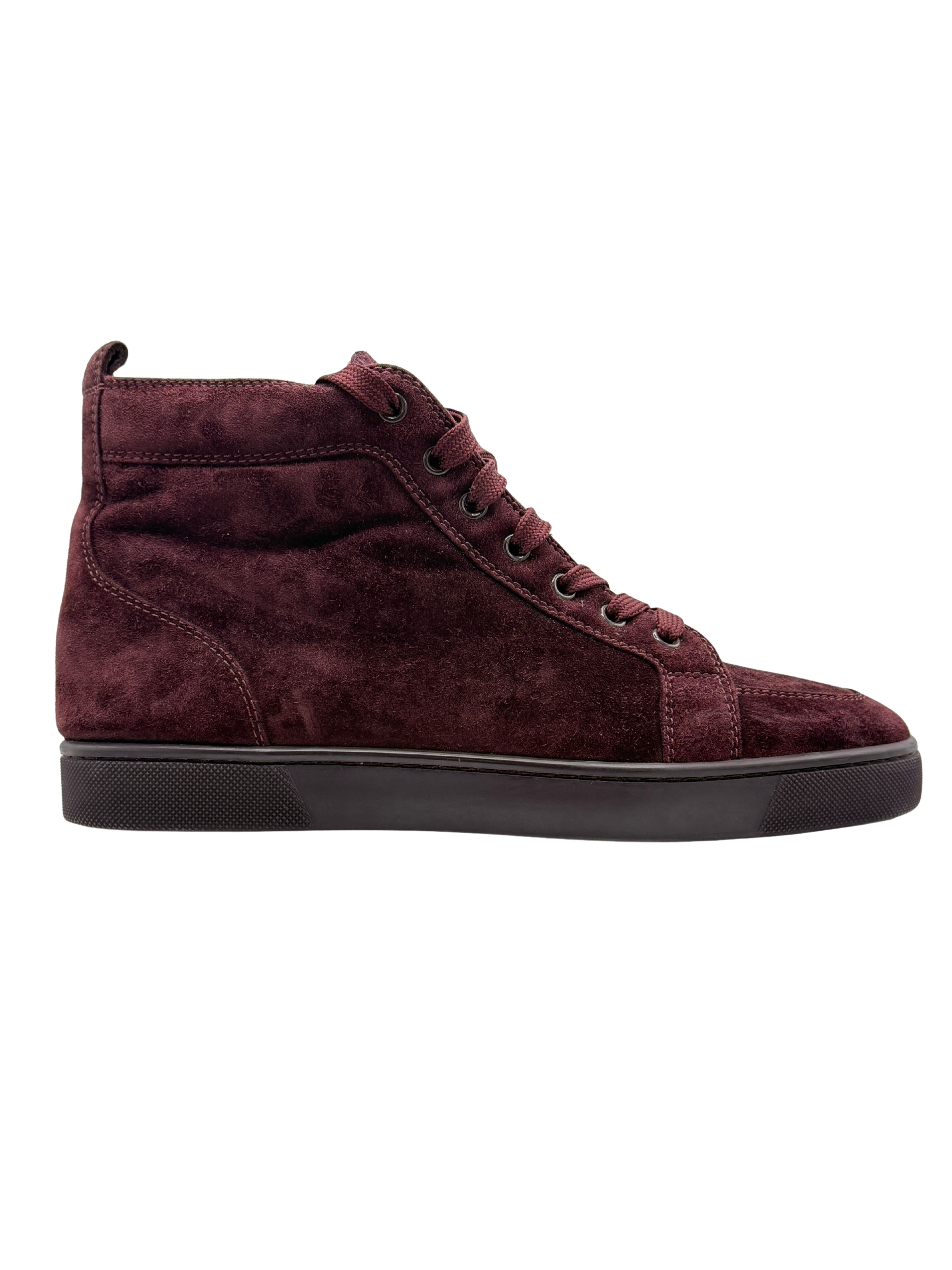 Christian Louboutin Louis Orlato High Top Suede Trainers - Burgundy