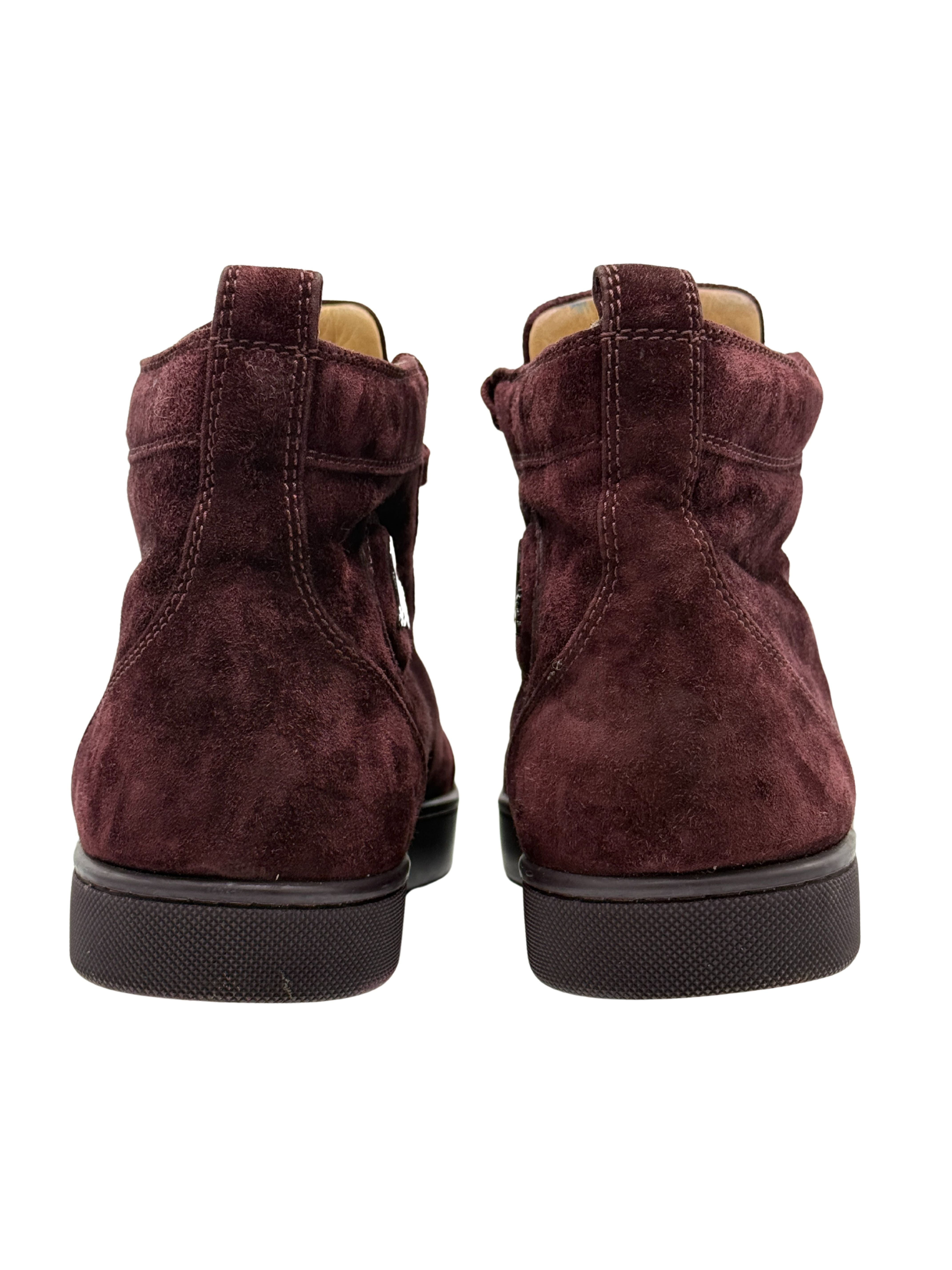 Christian Louboutin Louis Orlato High Top Suede Trainers - Burgundy