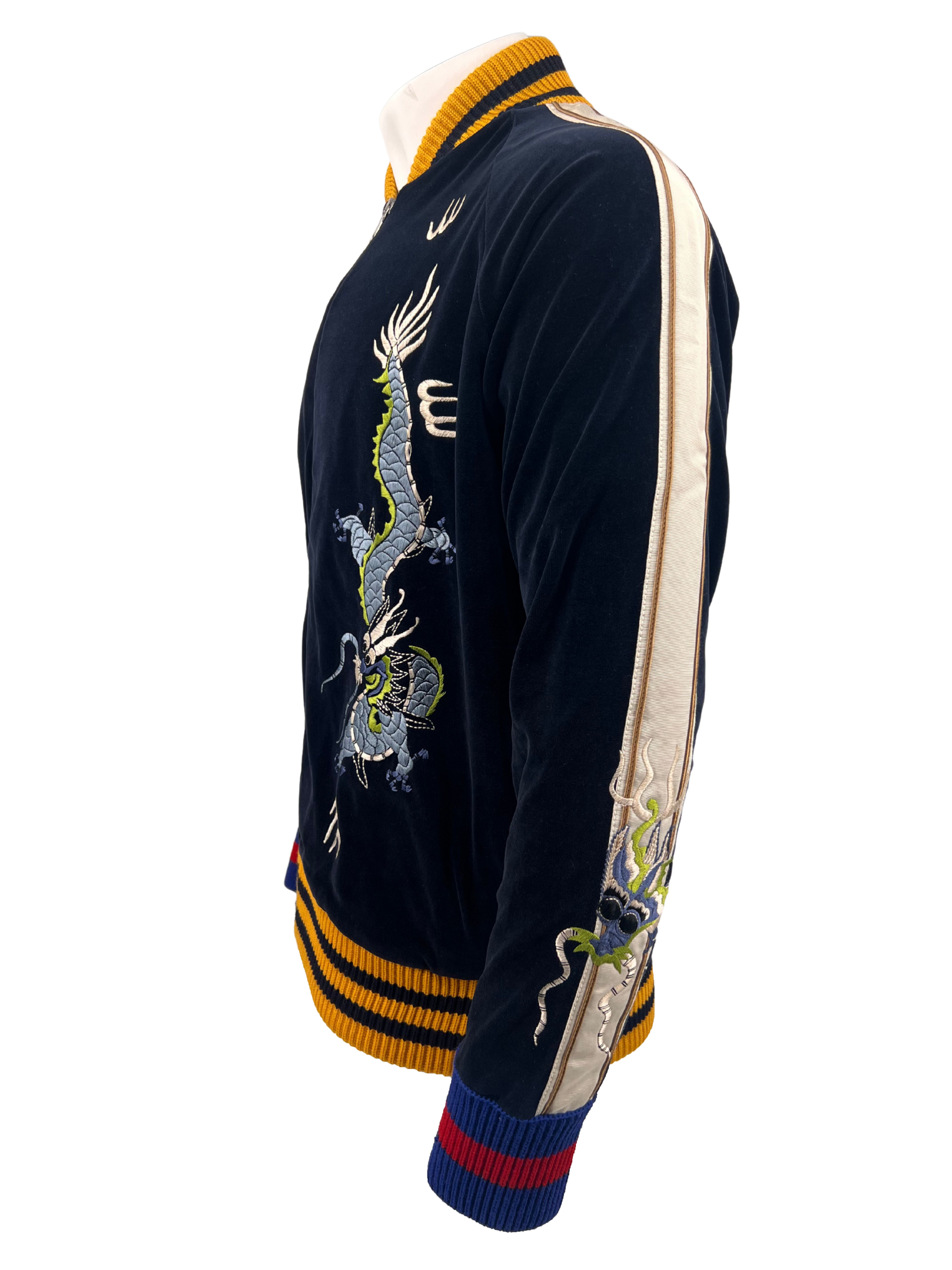 Gucci Dragon Embroidered Velvet Jacket - Black (Unused) Gucci