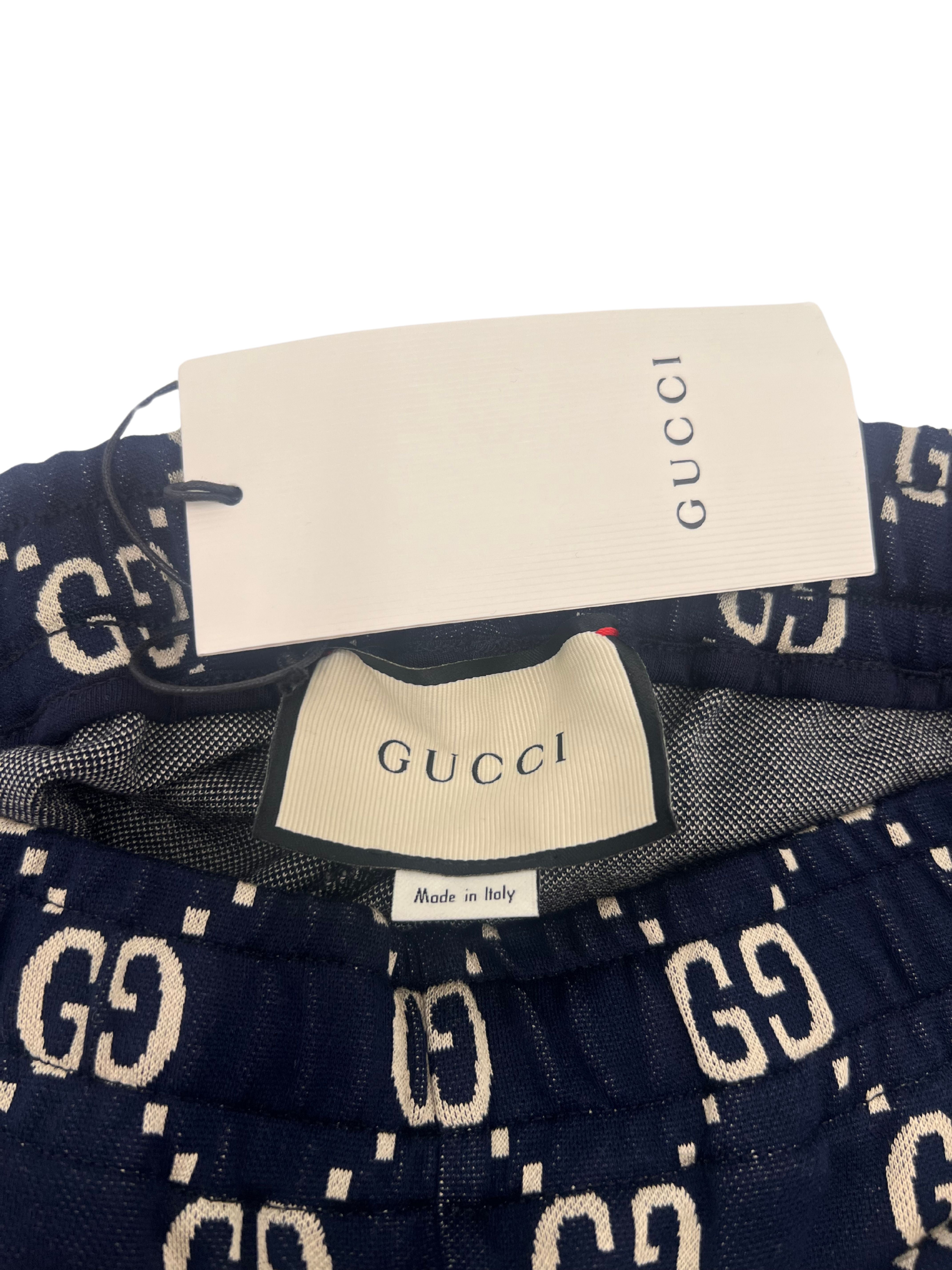 Gucci GG Logo Jacquard Joggers - Navy / Cream (Unused)