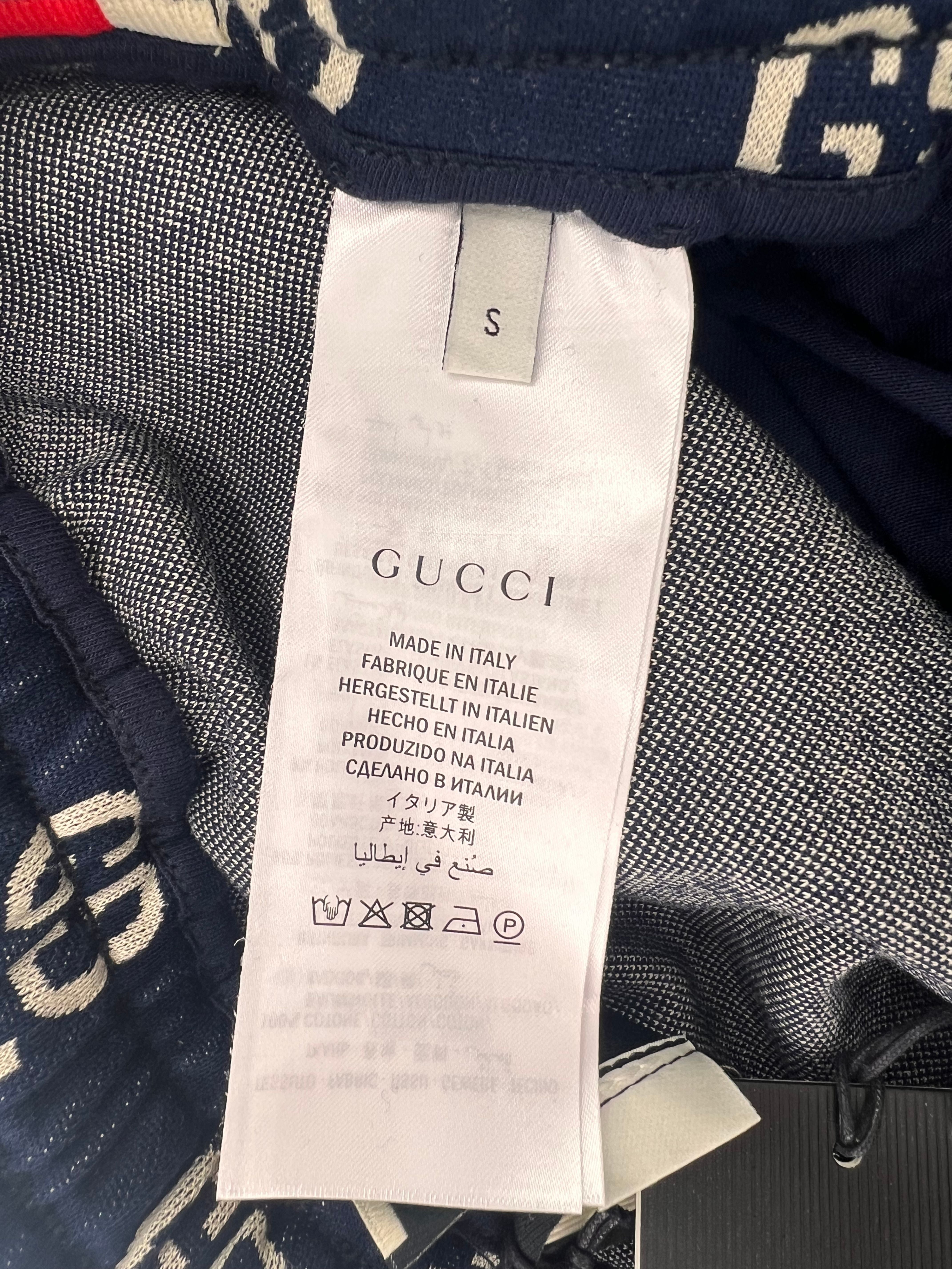 Gucci GG Logo Jacquard Joggers - Navy / Cream (Unused)