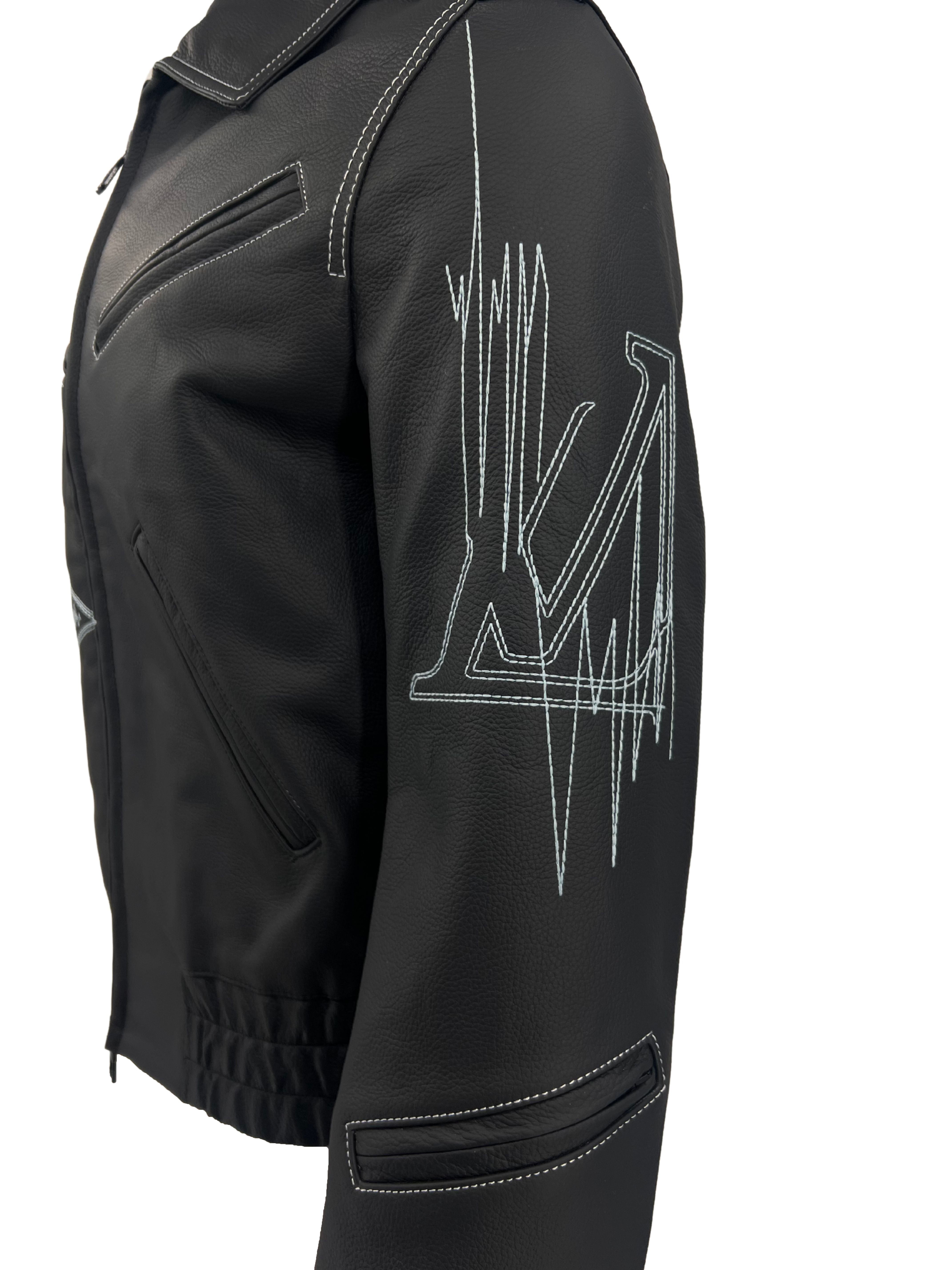 Louis Vuitton Frequency Embroidered Leather Jacket - Black Louis Vuitton