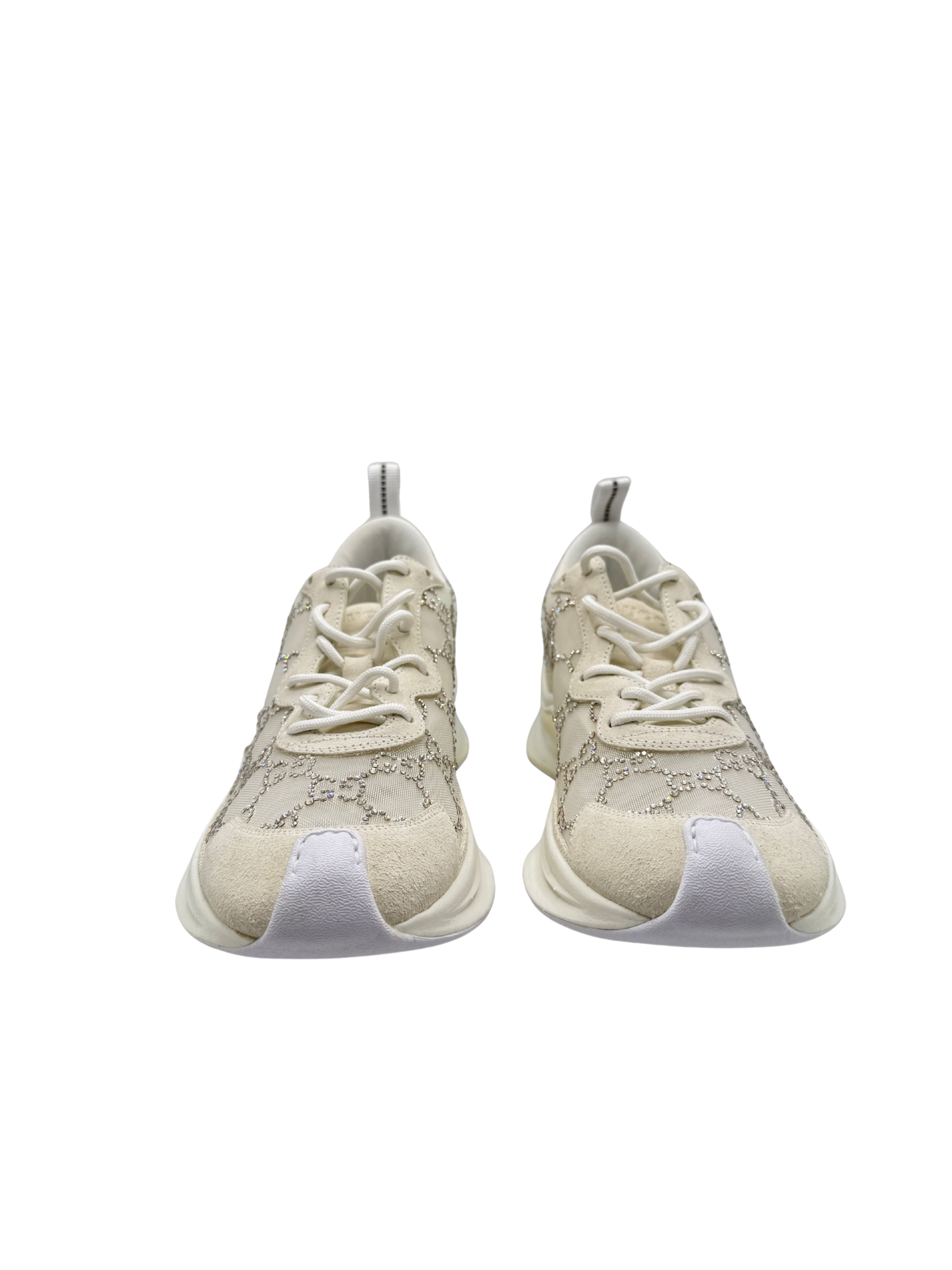 WOMEN'S Gucci Run GG-Crystal Mesh Trainers - White (Unused) Gucci