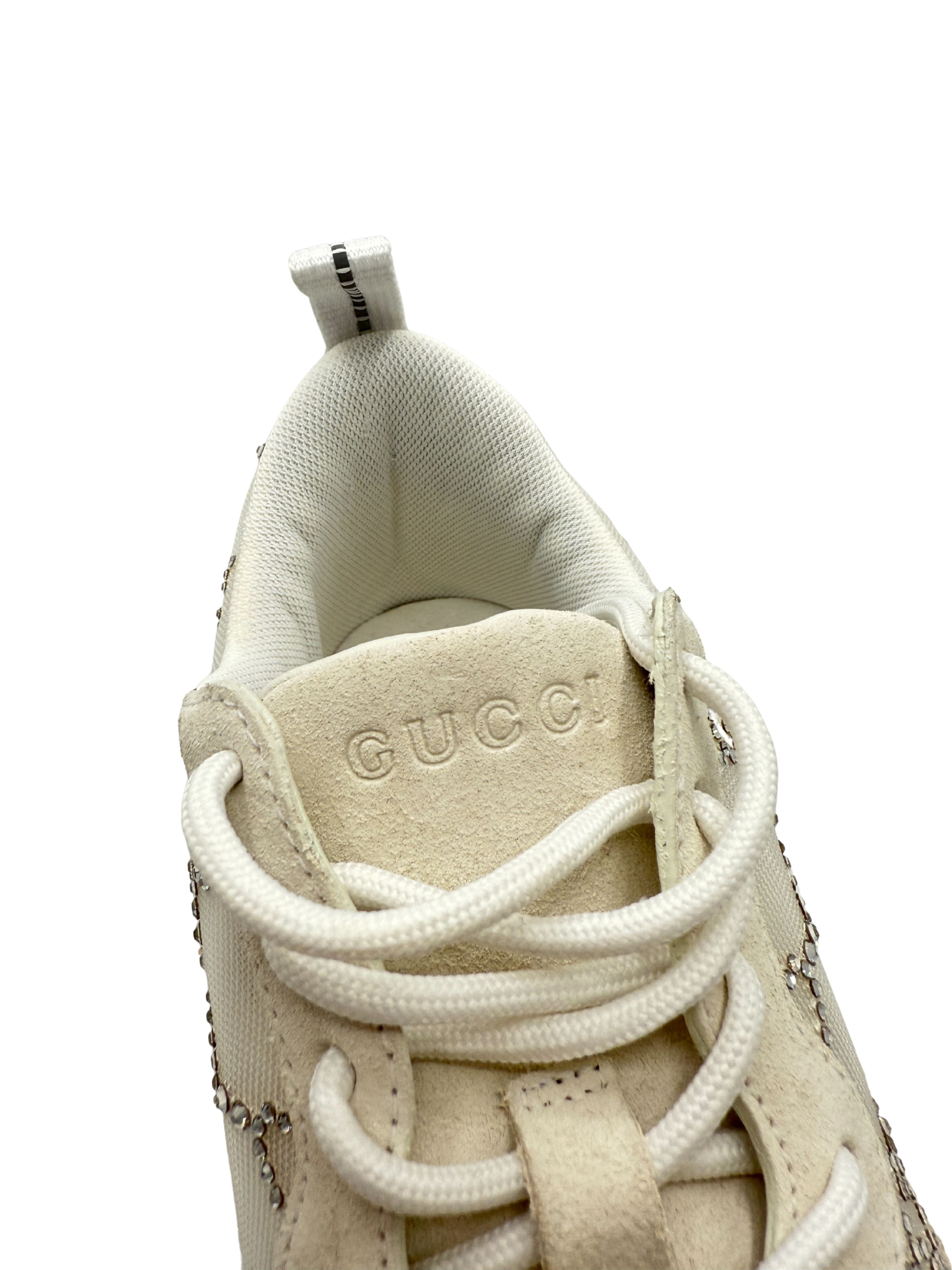 WOMEN'S Gucci Run GG-Crystal Mesh Trainers - White (Unused) Gucci