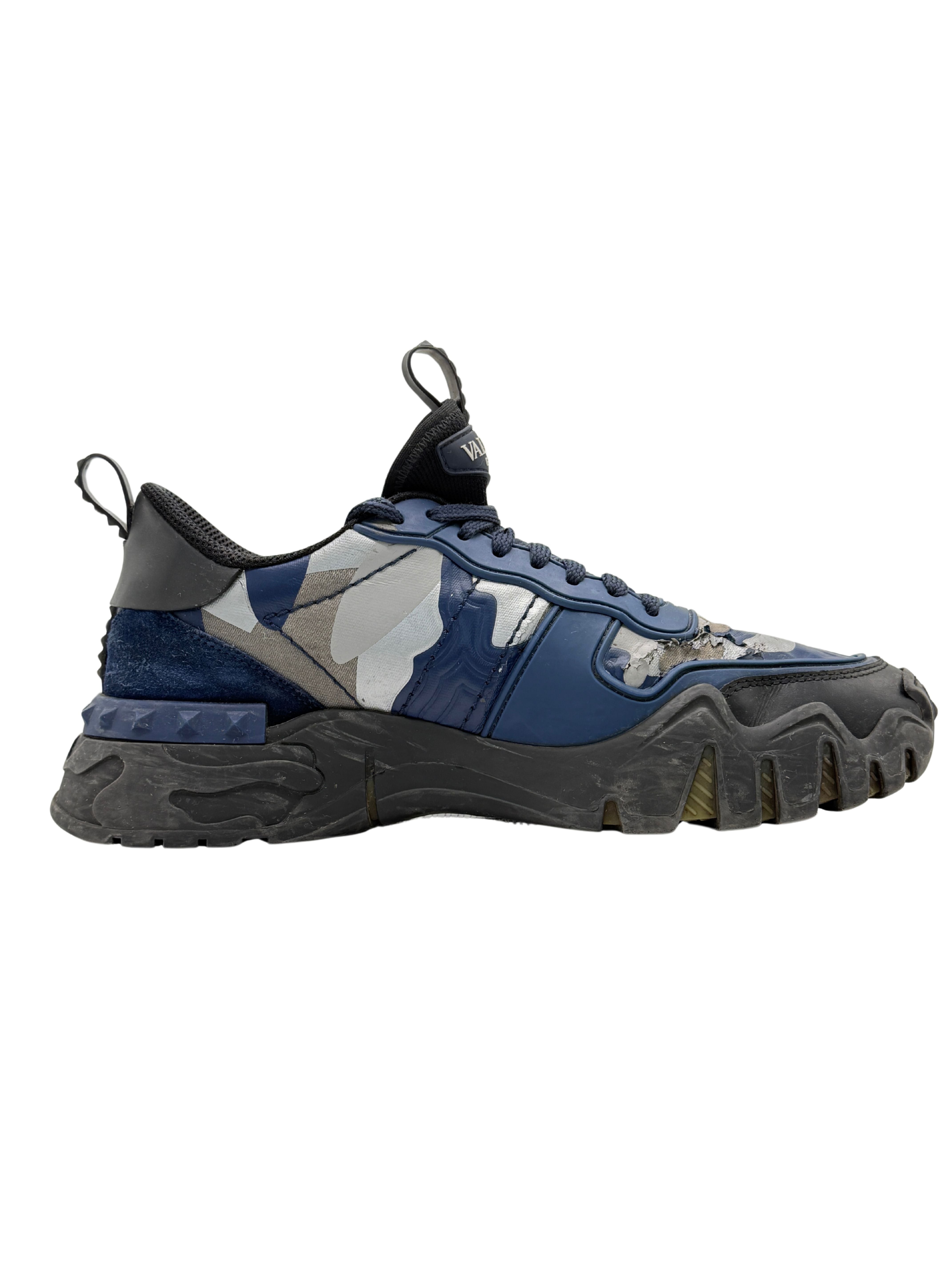 Valentino Camo Rockrunner Plus Trainer - Blue Valentino
