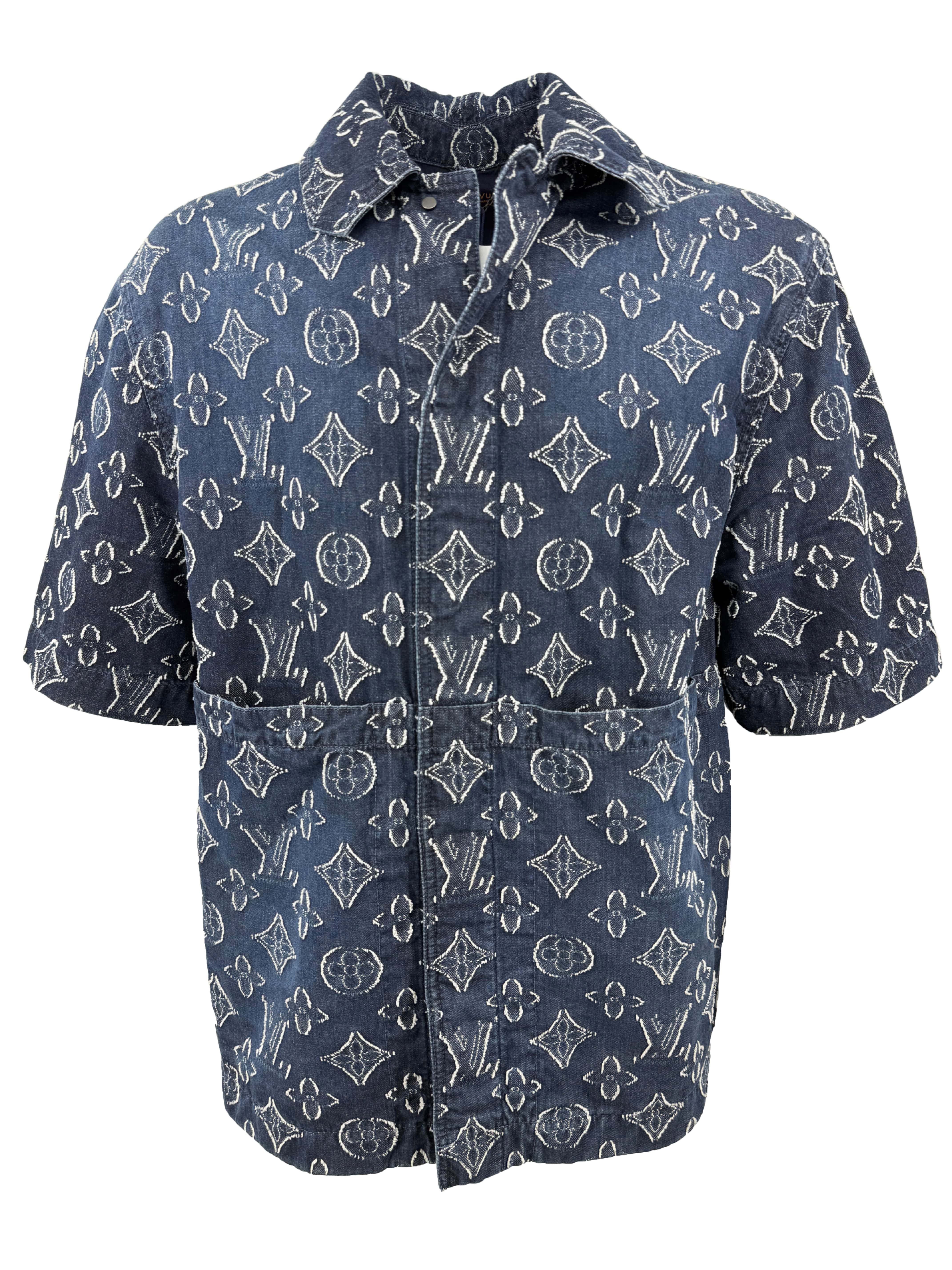Louis Vuitton Monogram Short-Sleeved Chambray Shirt - Blue (Unused) Louis Vuitton