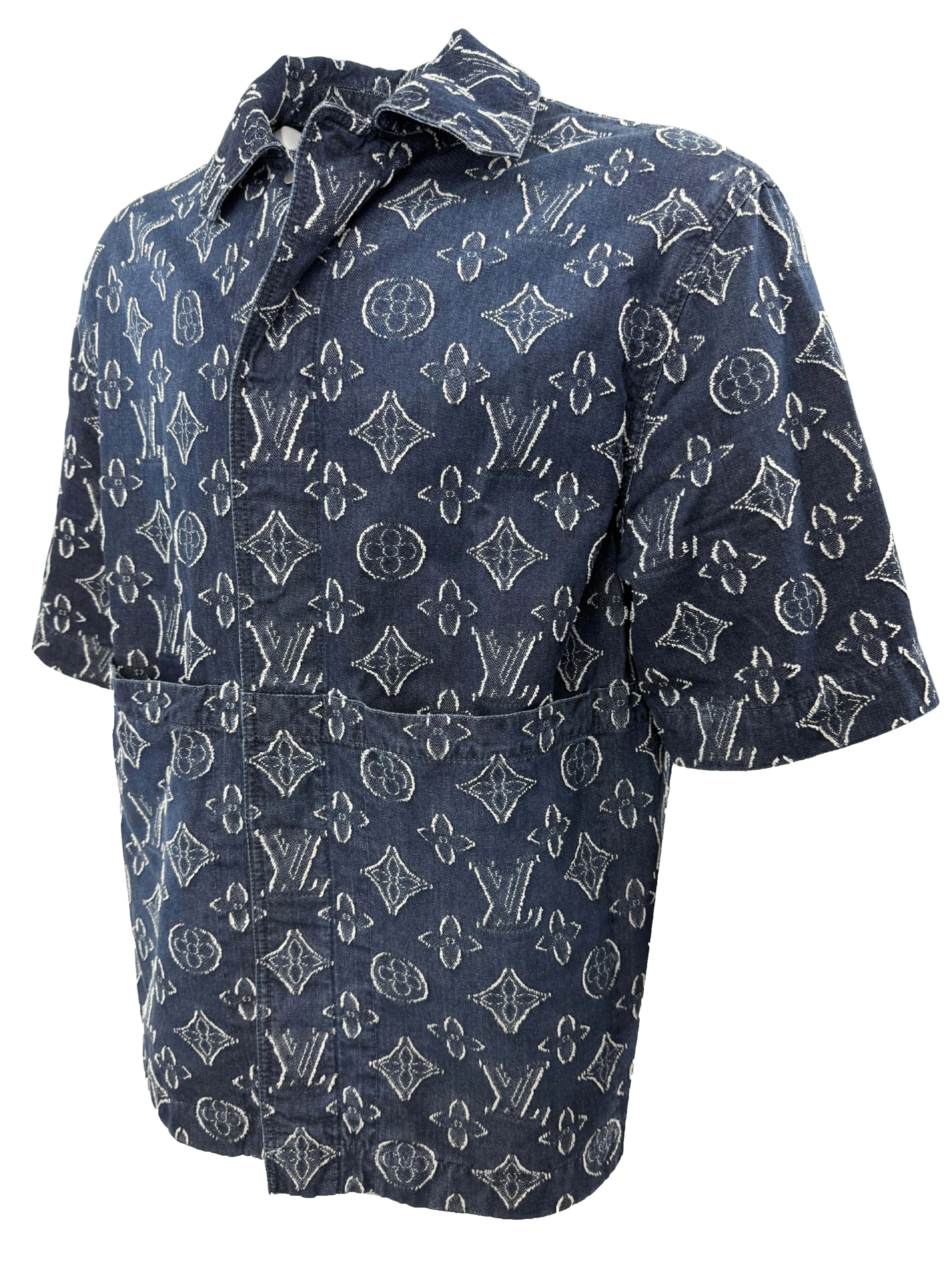 Louis Vuitton Monogram Short-Sleeved Chambray Shirt - Blue (Unused) Louis Vuitton