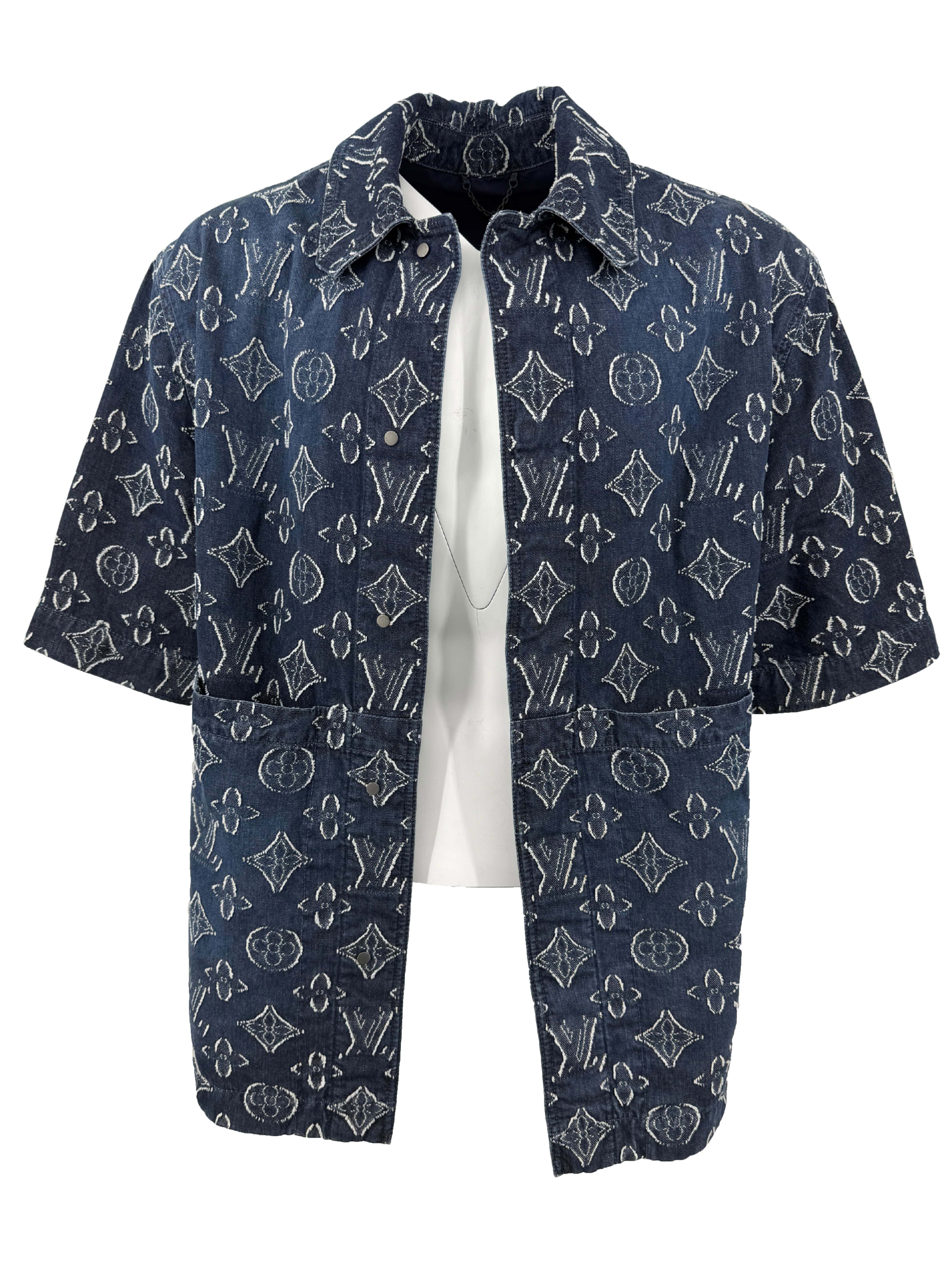 Louis Vuitton Monogram Short-Sleeved Chambray Shirt - Blue (Unused) Louis Vuitton