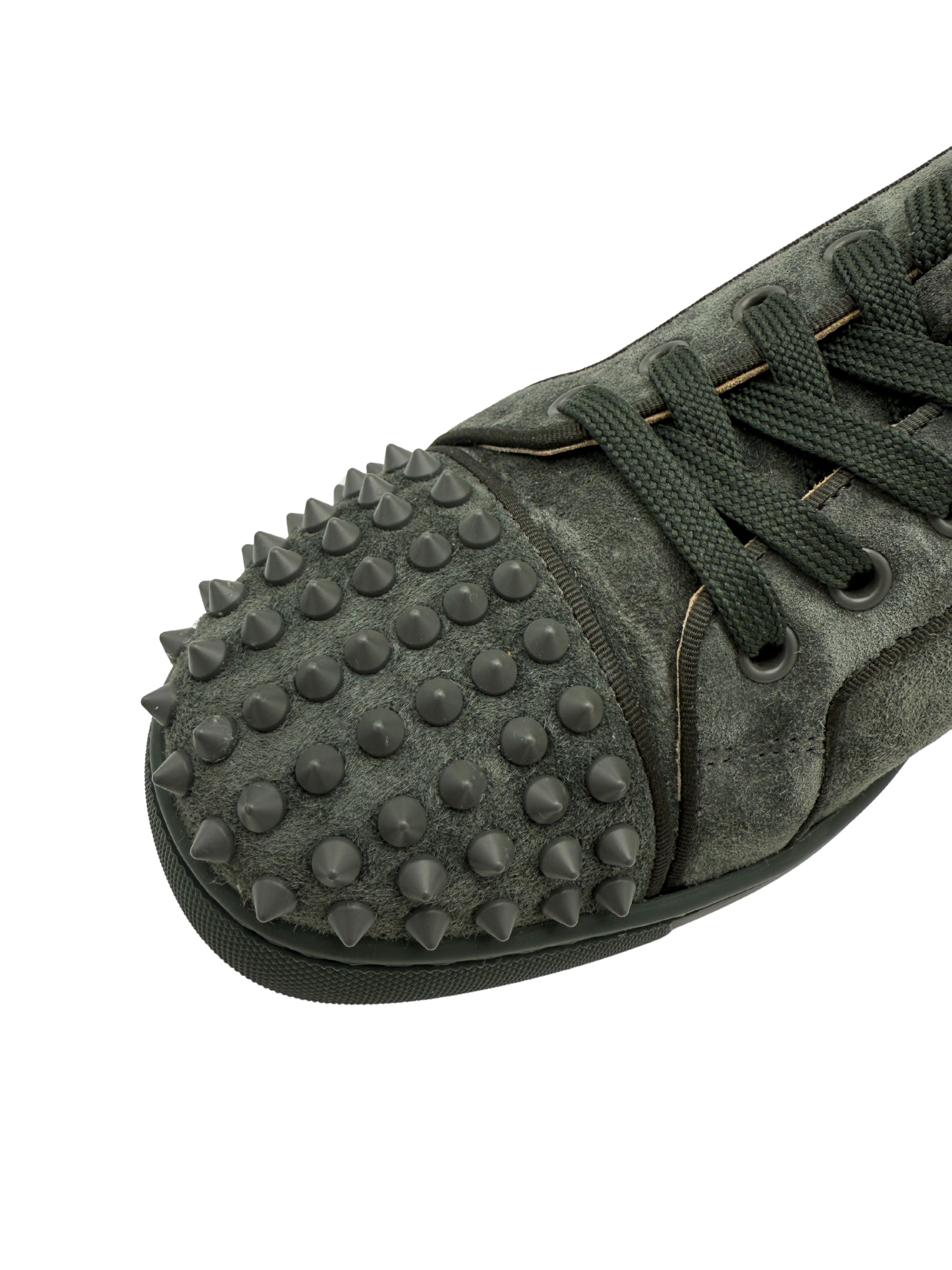 Christian Louboutin Low Spike Suede - Khaki Grey Christian Louboutin