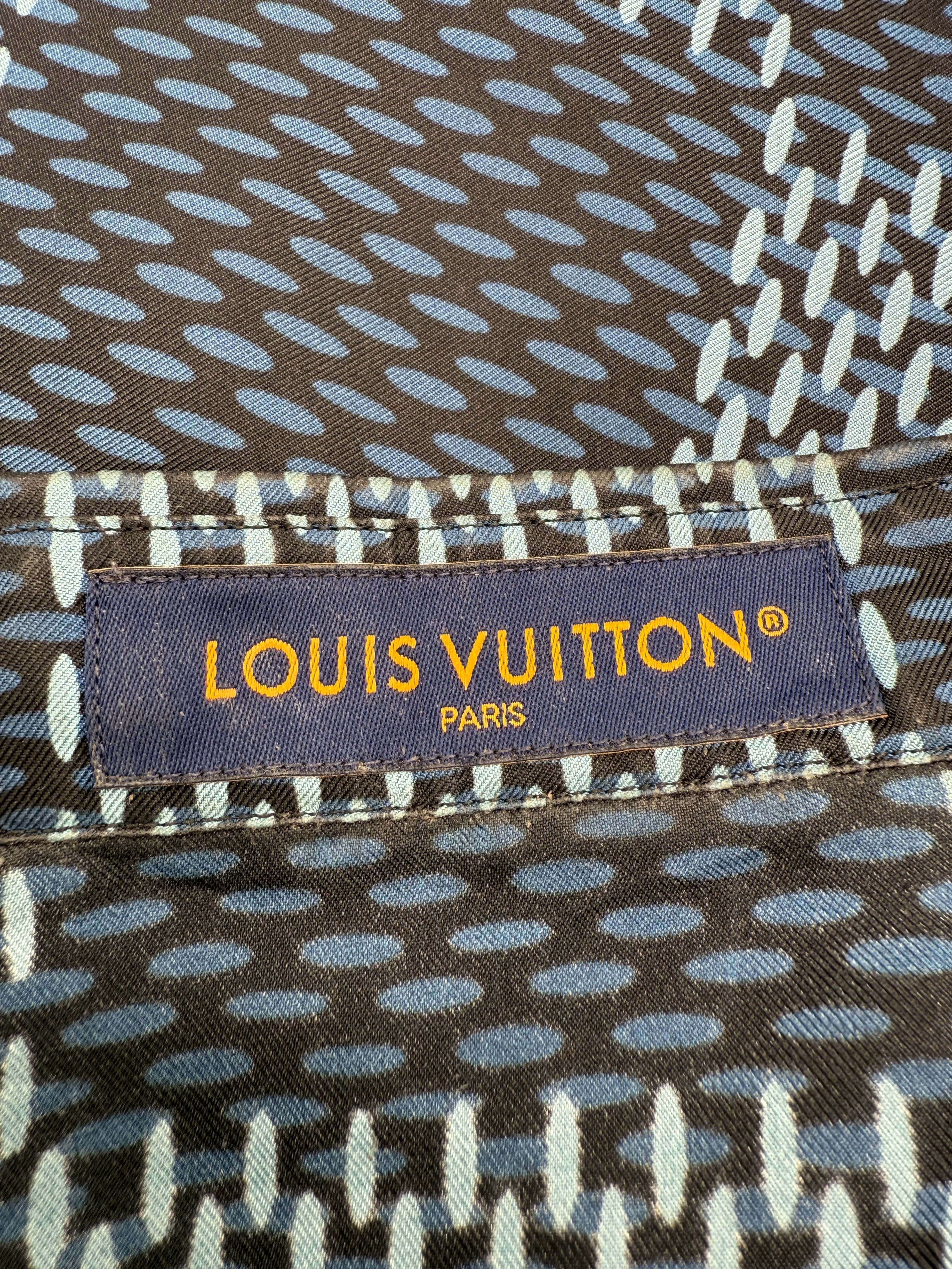 Louis Vuitton Damier Short-Sleeved Silk Shirt - Blue Louis Vuitton