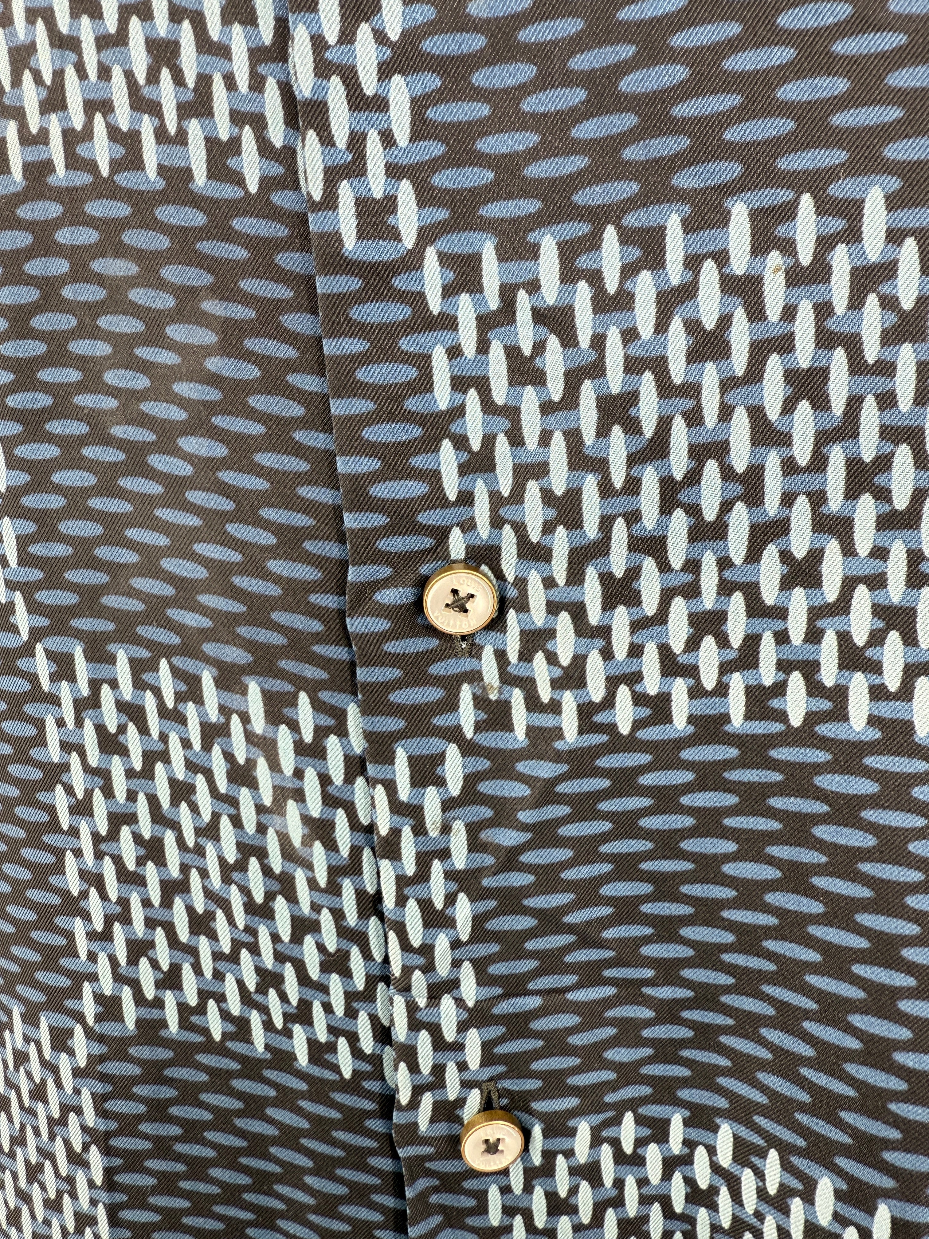Louis Vuitton Damier Short-Sleeved Silk Shirt - Blue Louis Vuitton