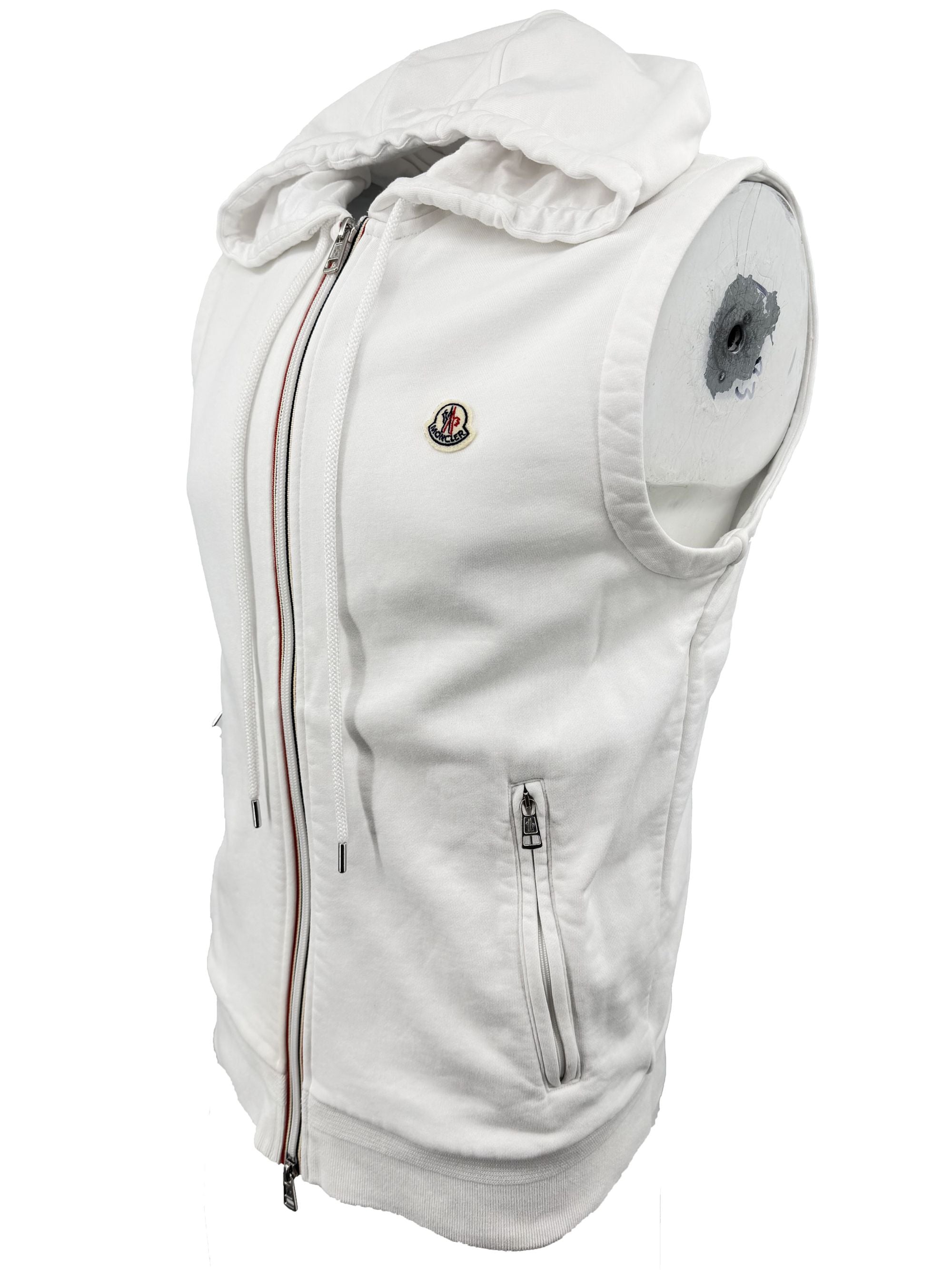 Moncler Sleeveless Zip Up Hoodie - White Moncler