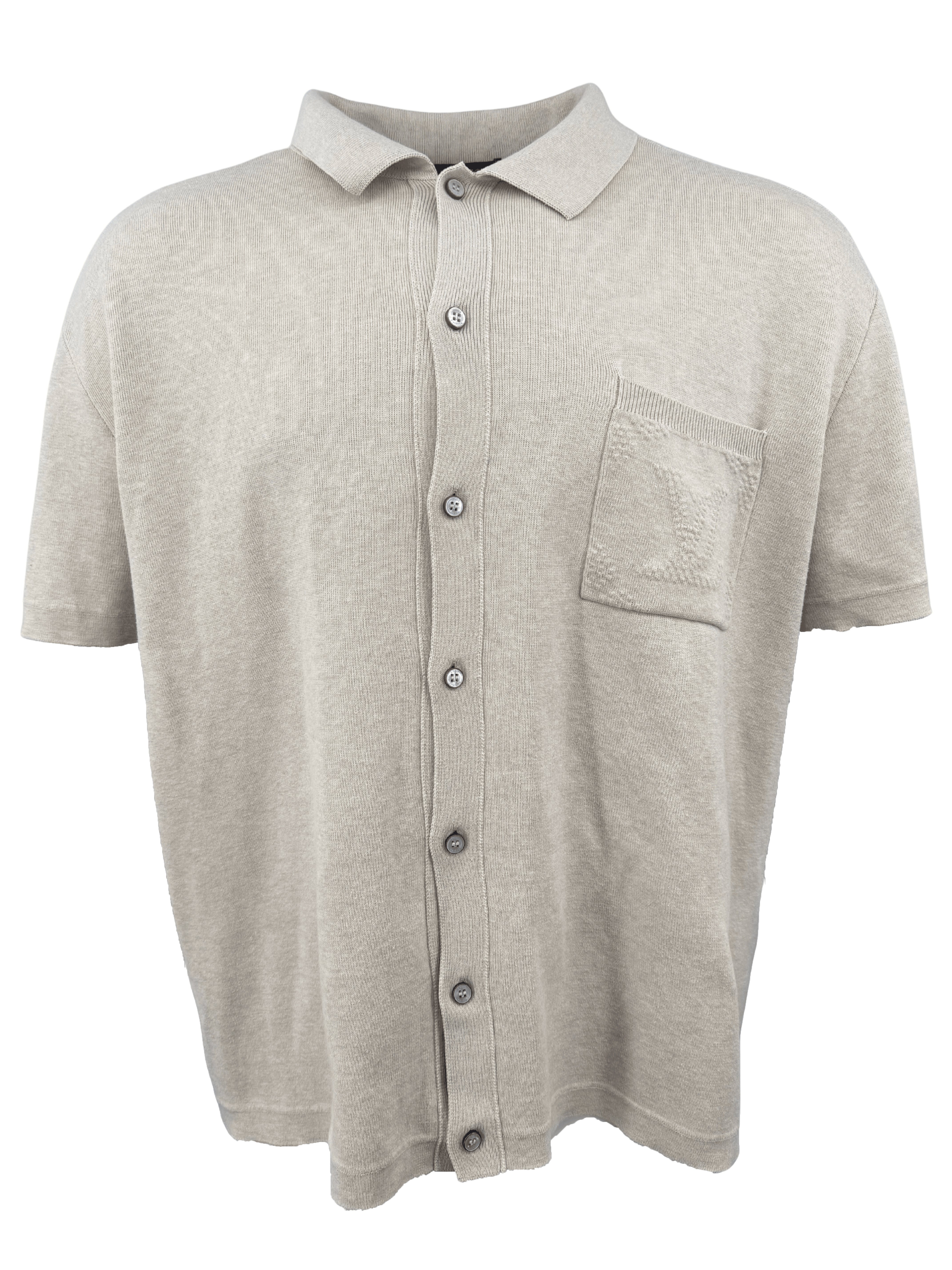 Louis Vuitton Monogram Embossed Short-Sleeved Knit Shirt - Cream