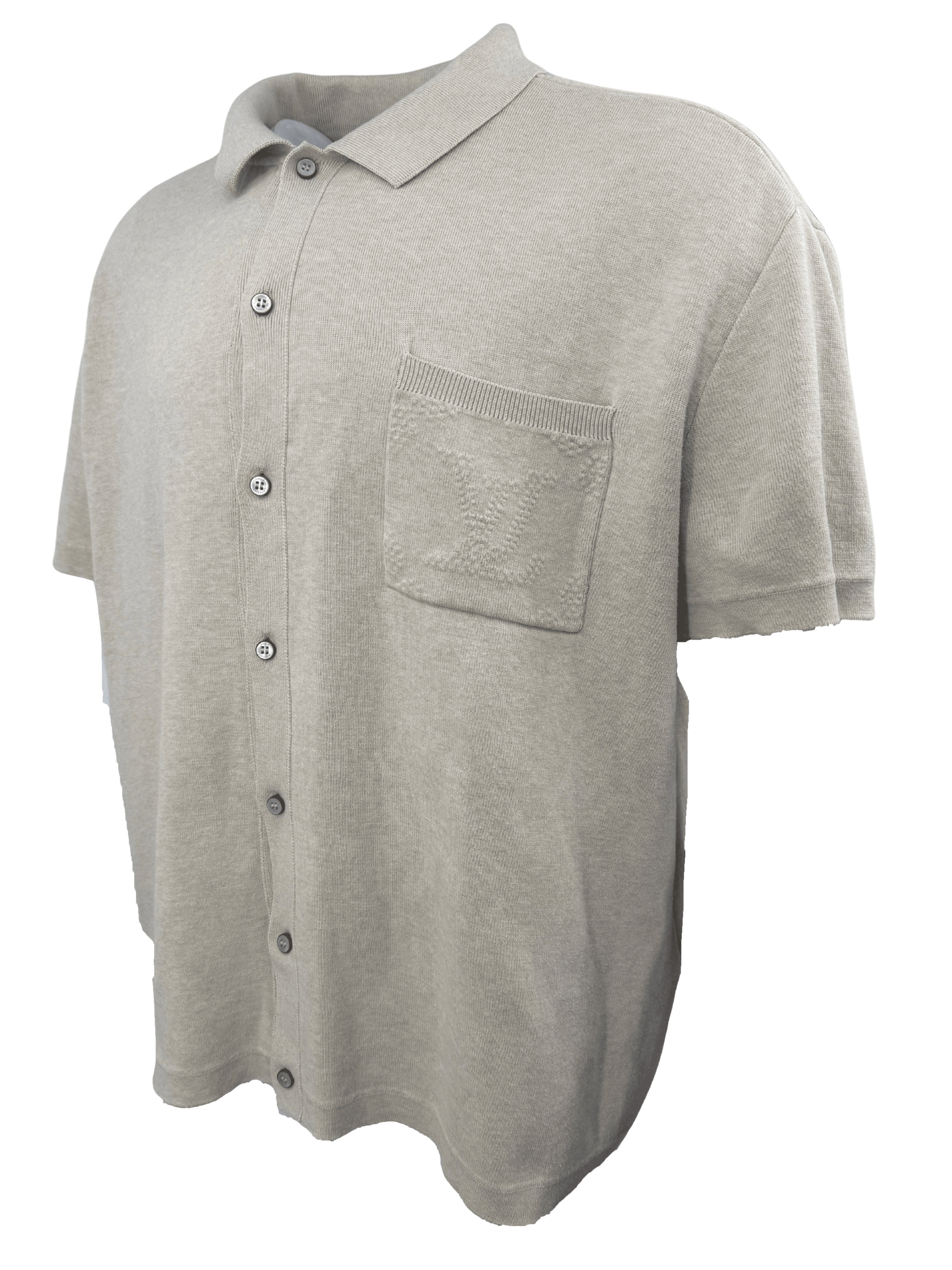 Louis Vuitton Monogram Embossed Short-Sleeved Knit Shirt - Cream