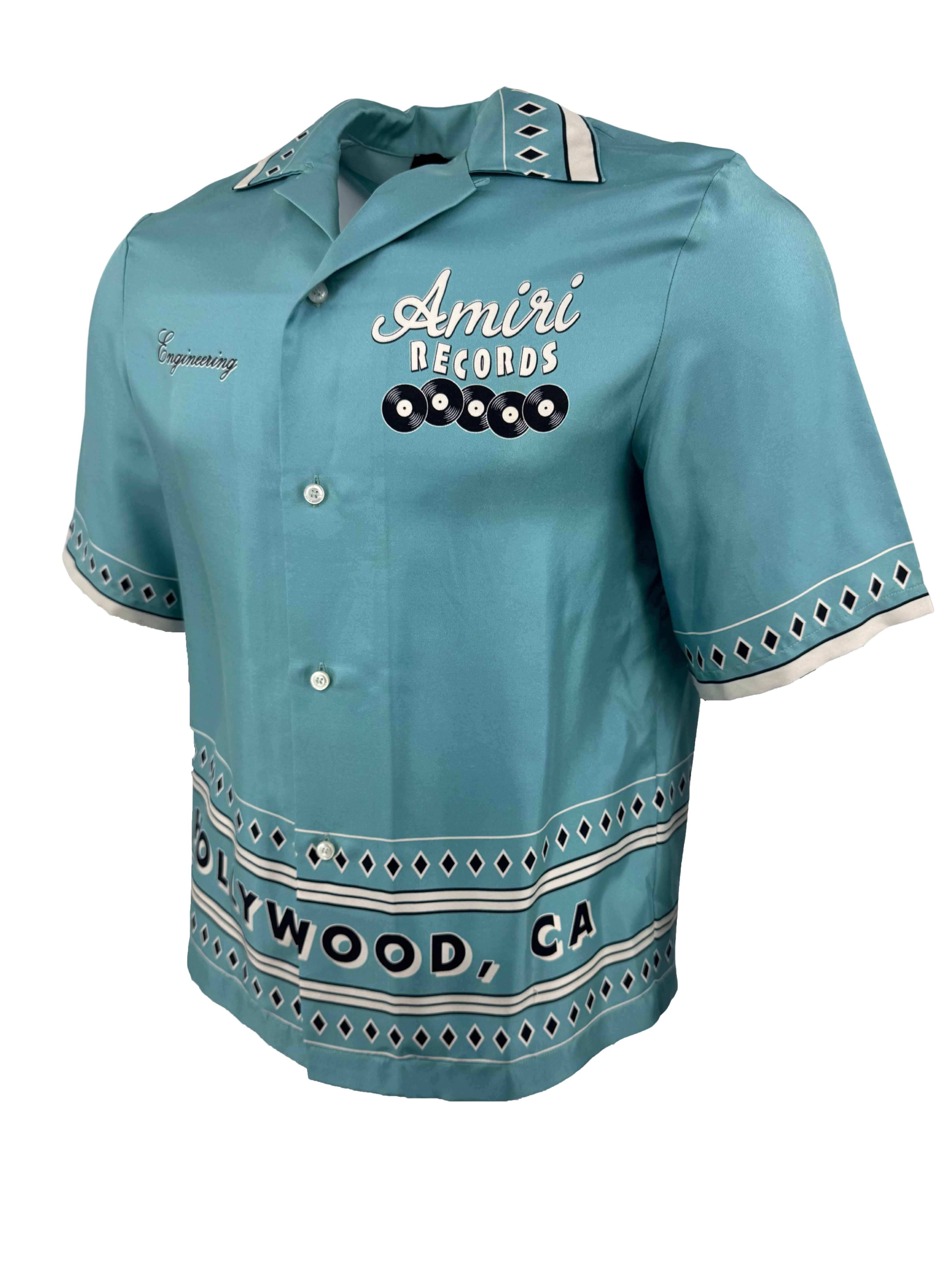 Amiri Records Silk Shirt - Blue Amiri
