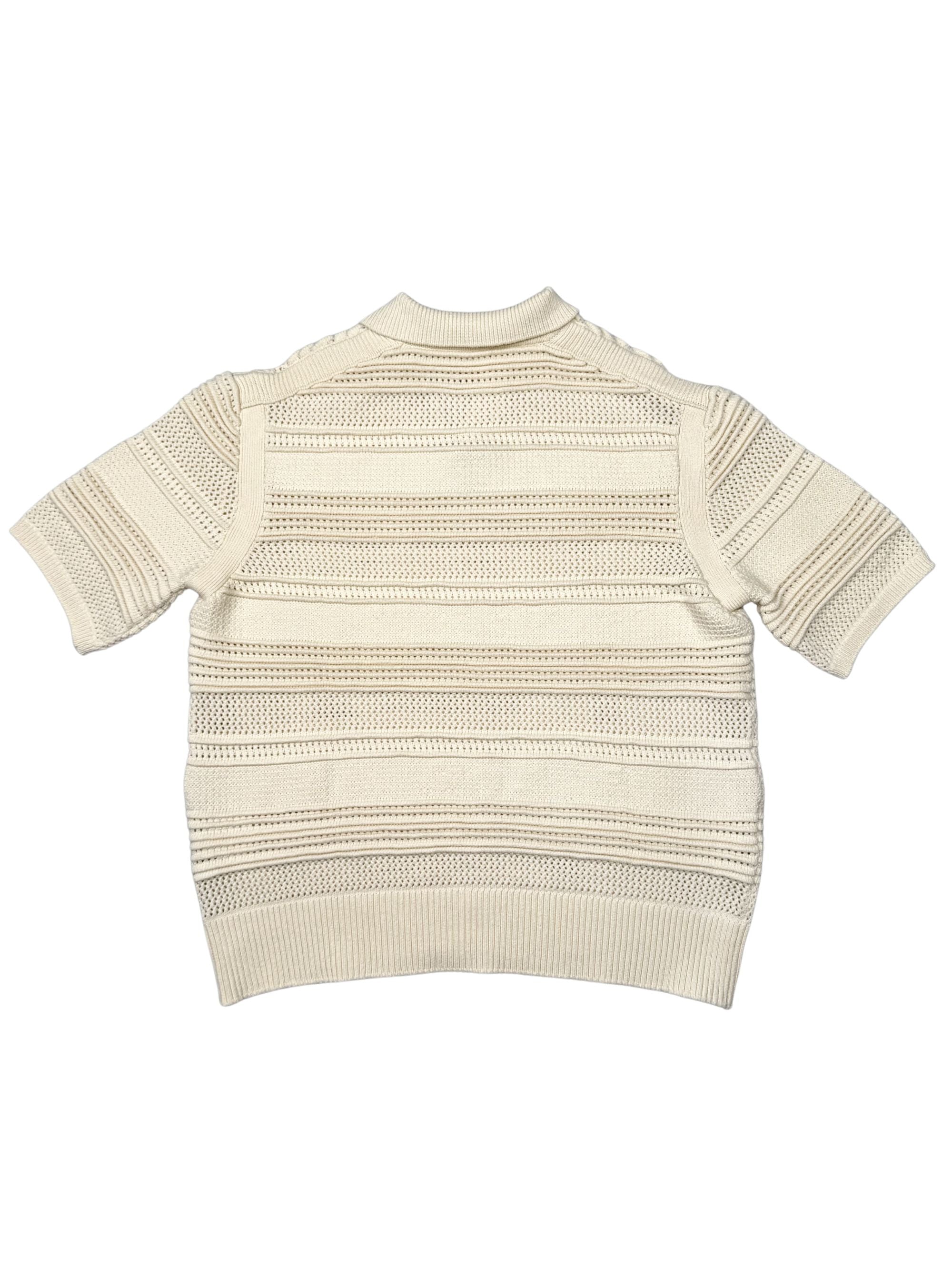 Commas Crochet Polo Shirt - Cream Commas