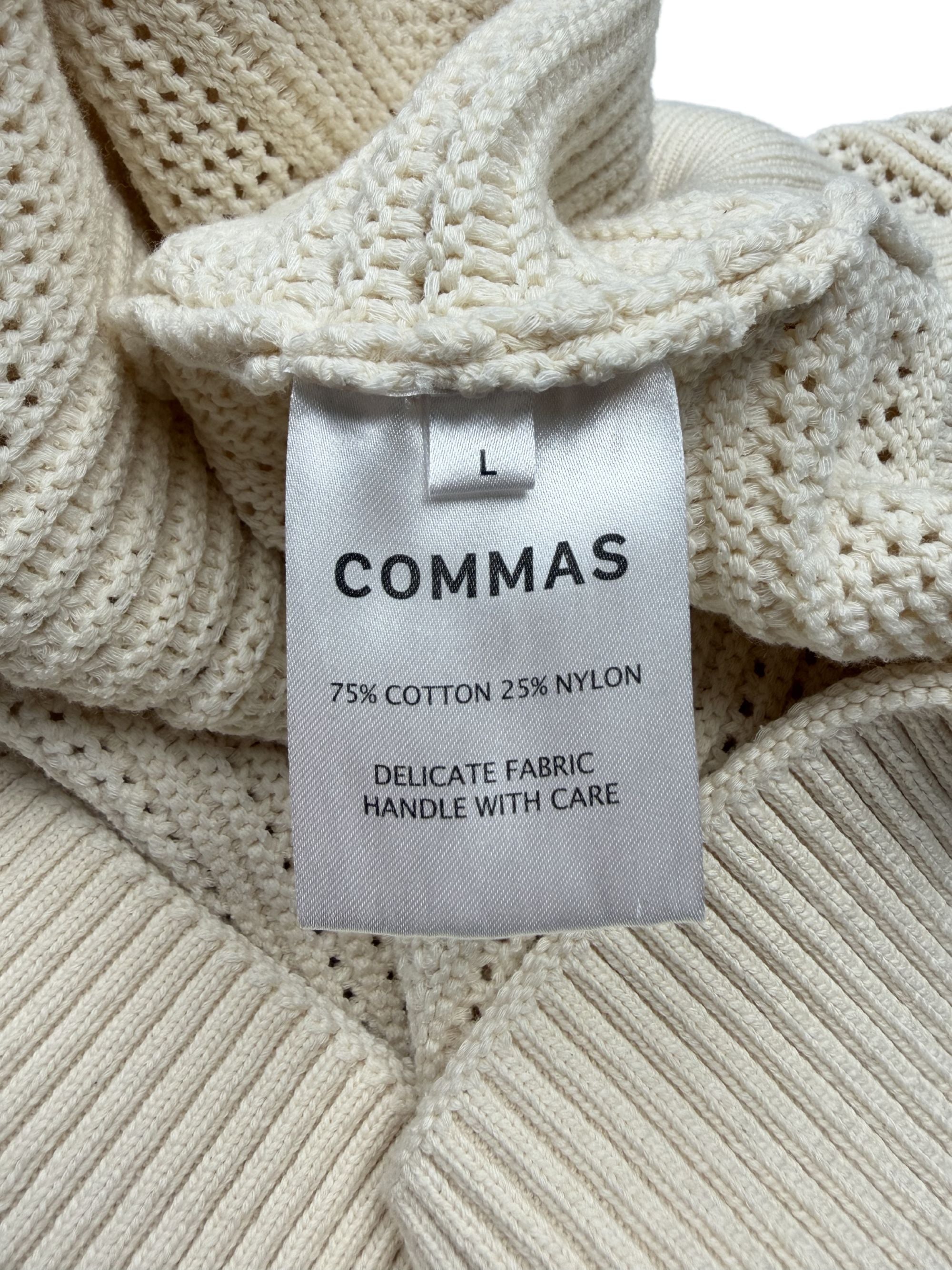 Commas Crochet Polo Shirt - Cream Commas