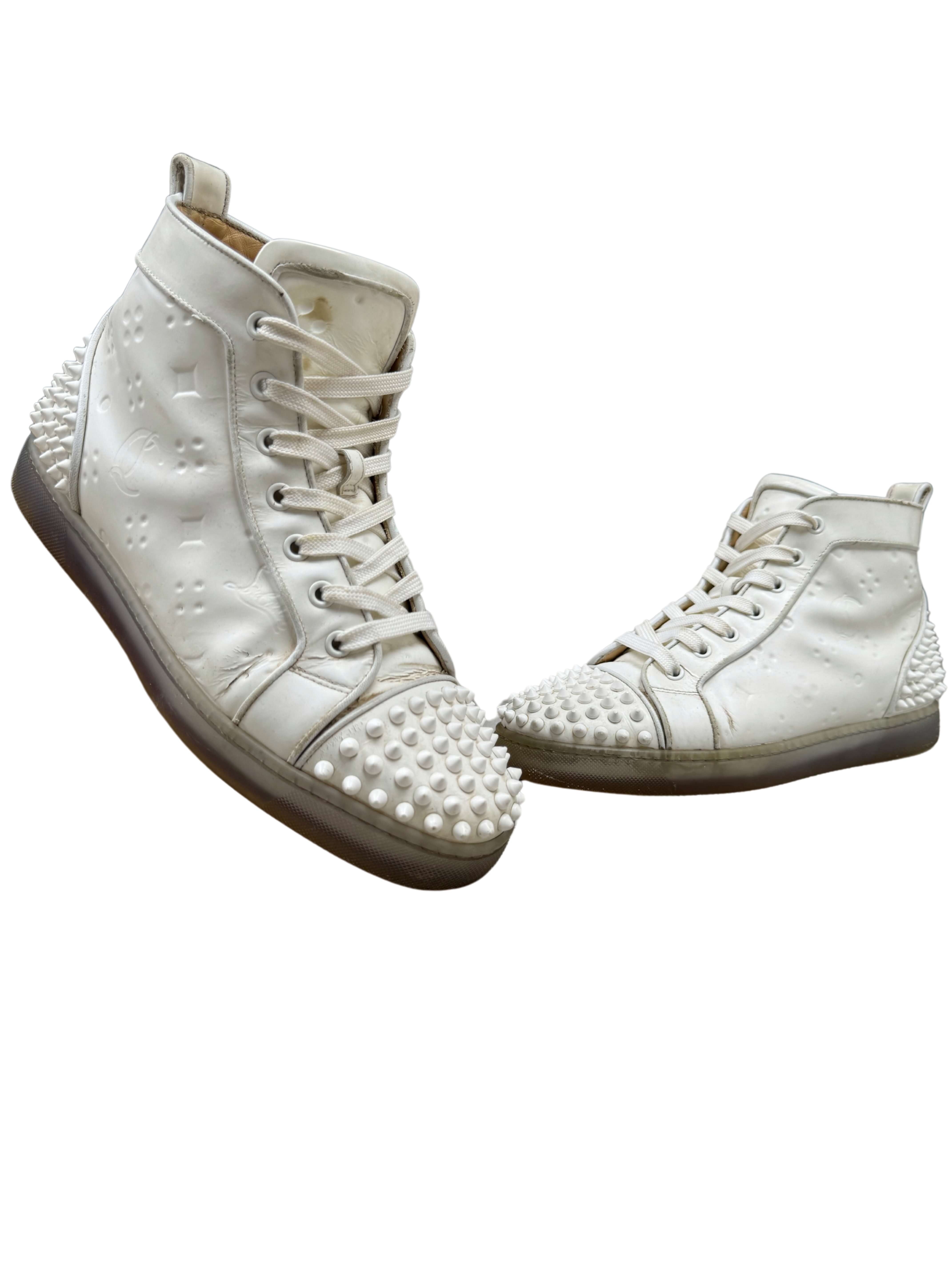 Christian Louboutin Flat Calf Leather Spikes - White Christian Louboutin