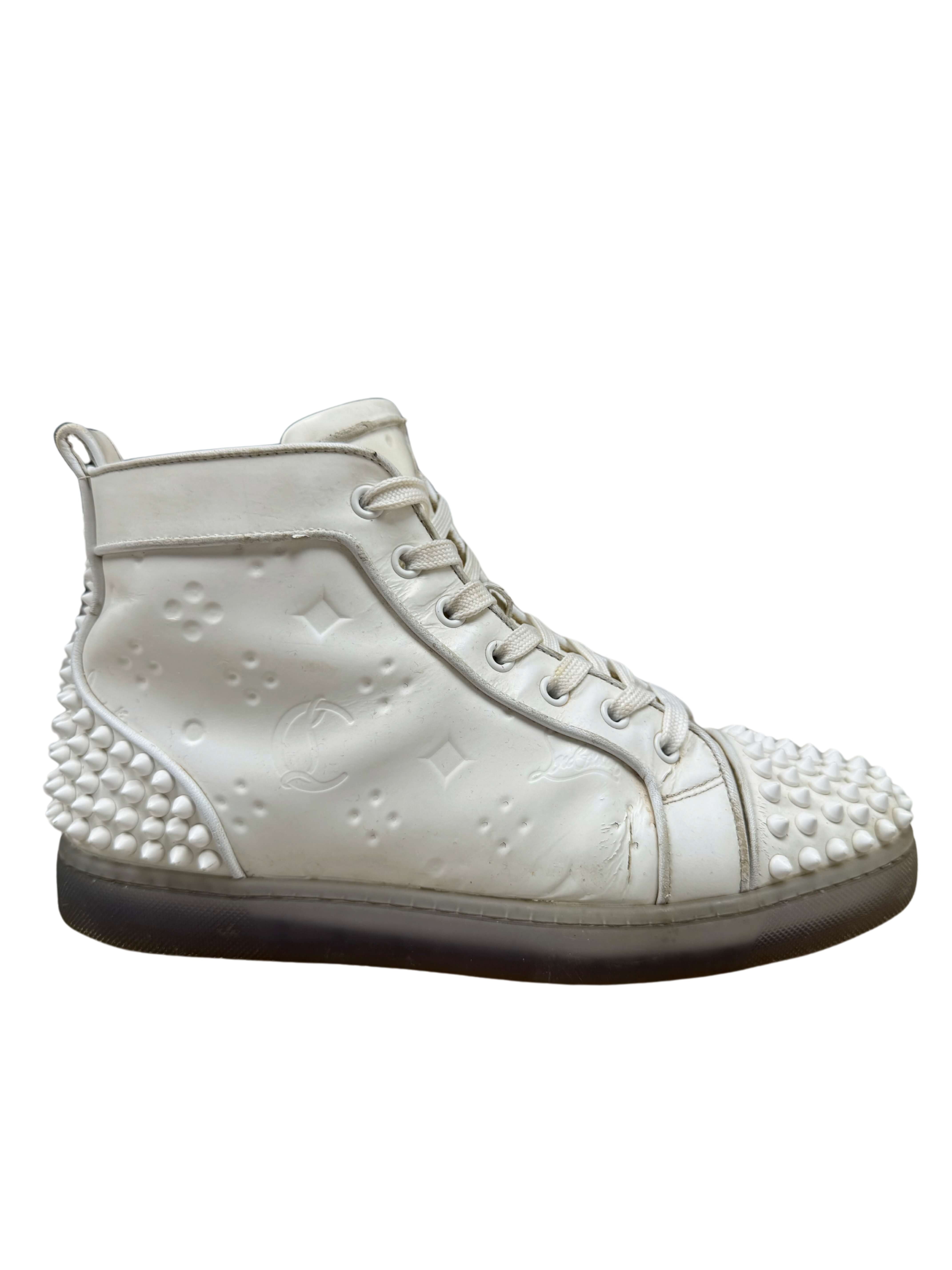 Christian Louboutin Flat Calf Leather Spikes - White Christian Louboutin