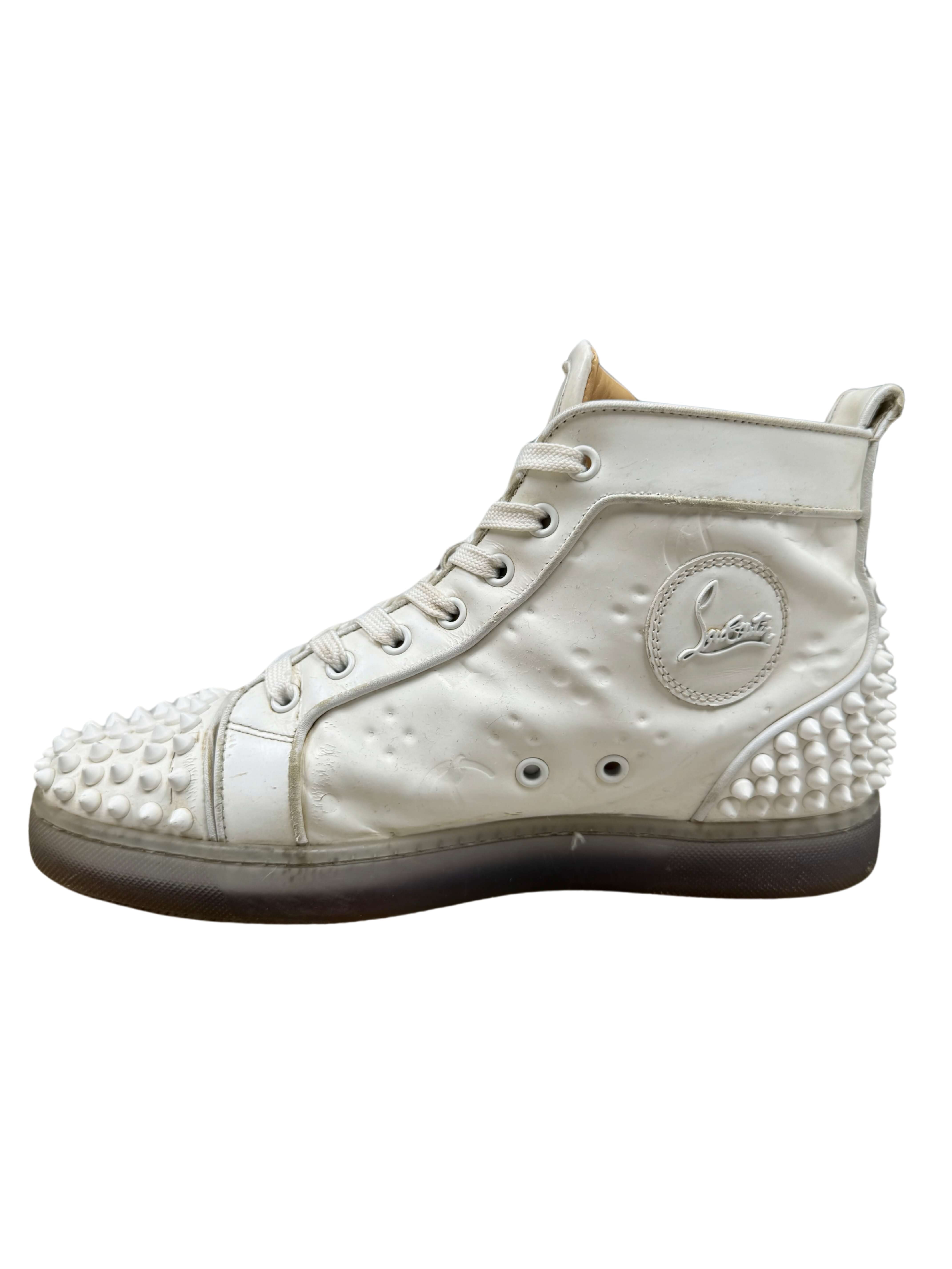 Christian Louboutin Flat Calf Leather Spikes - White Christian Louboutin