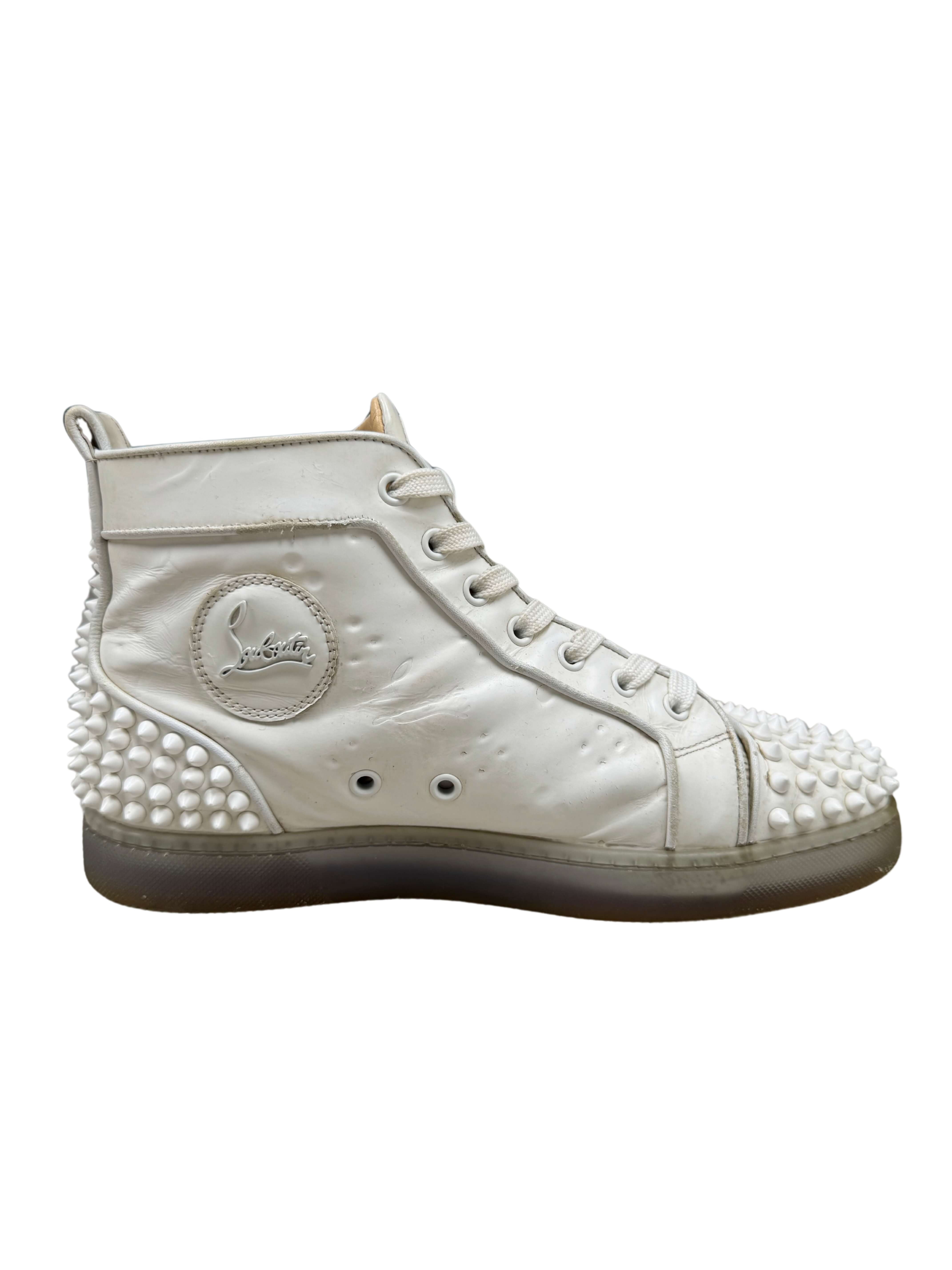 Christian Louboutin Flat Calf Leather Spikes - White Christian Louboutin