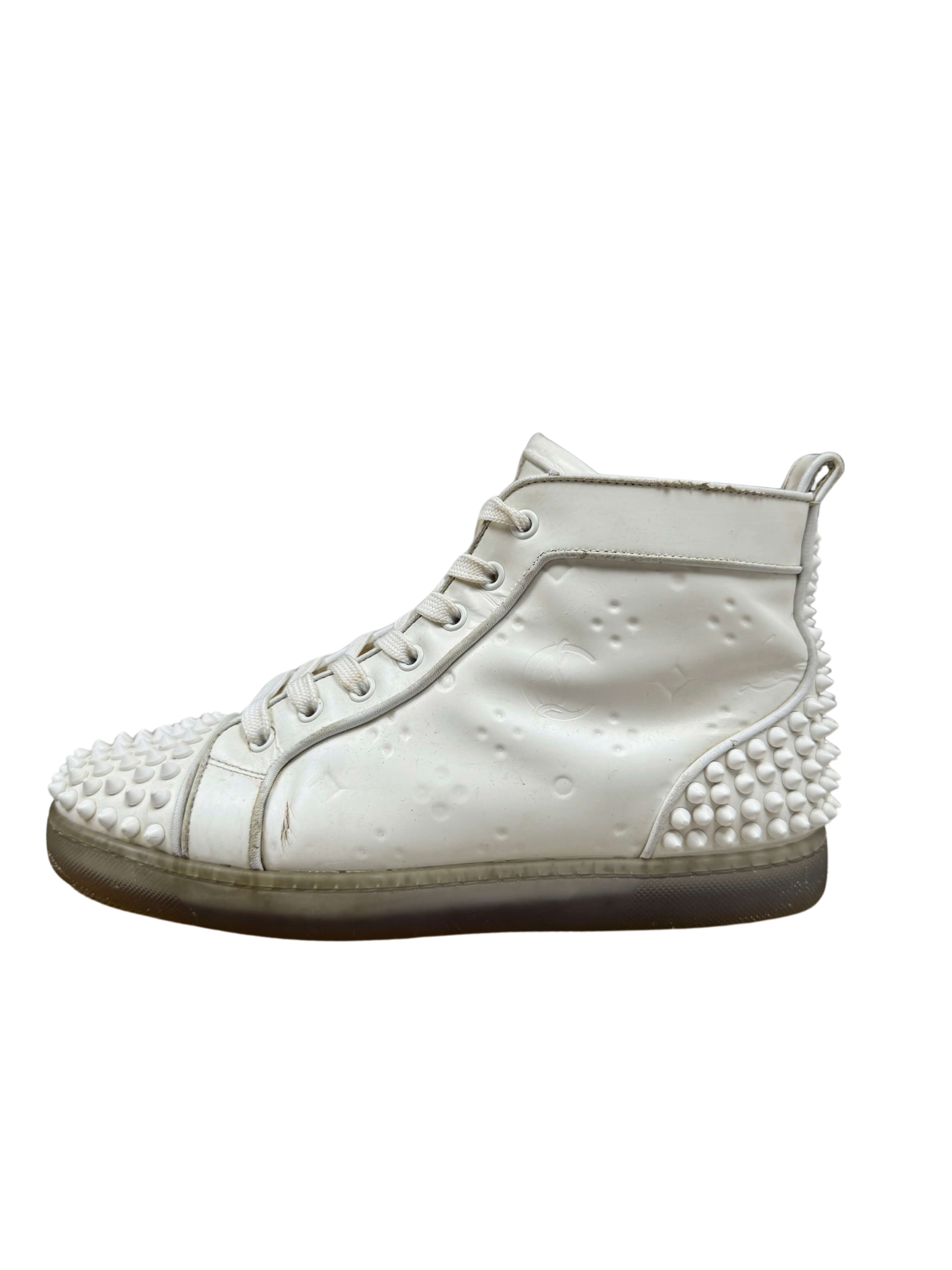 Christian Louboutin Flat Calf Leather Spikes - White Christian Louboutin