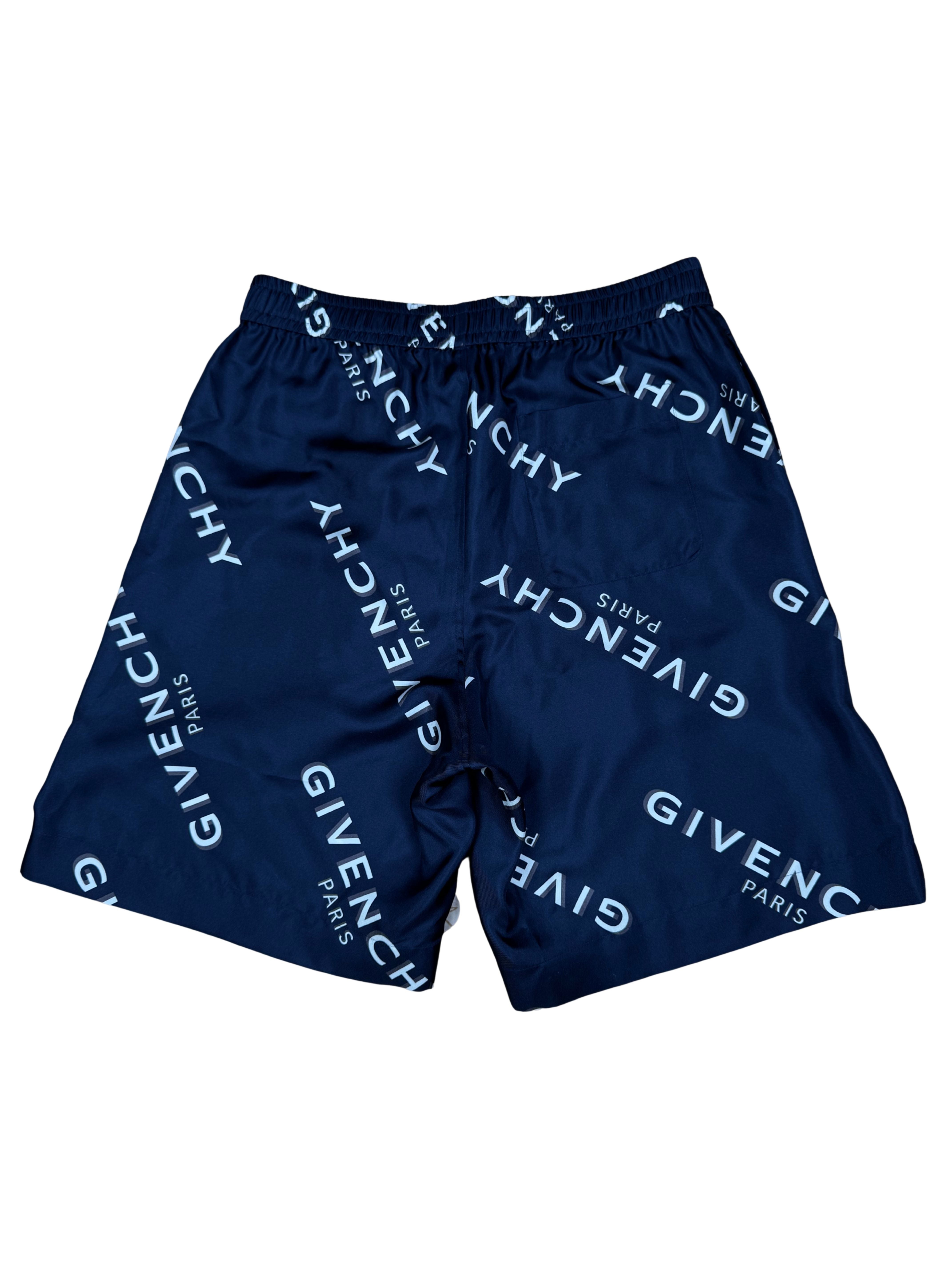 Givenchy Bermuda Logo Silk Shorts - Navy (Unused) Givenchy