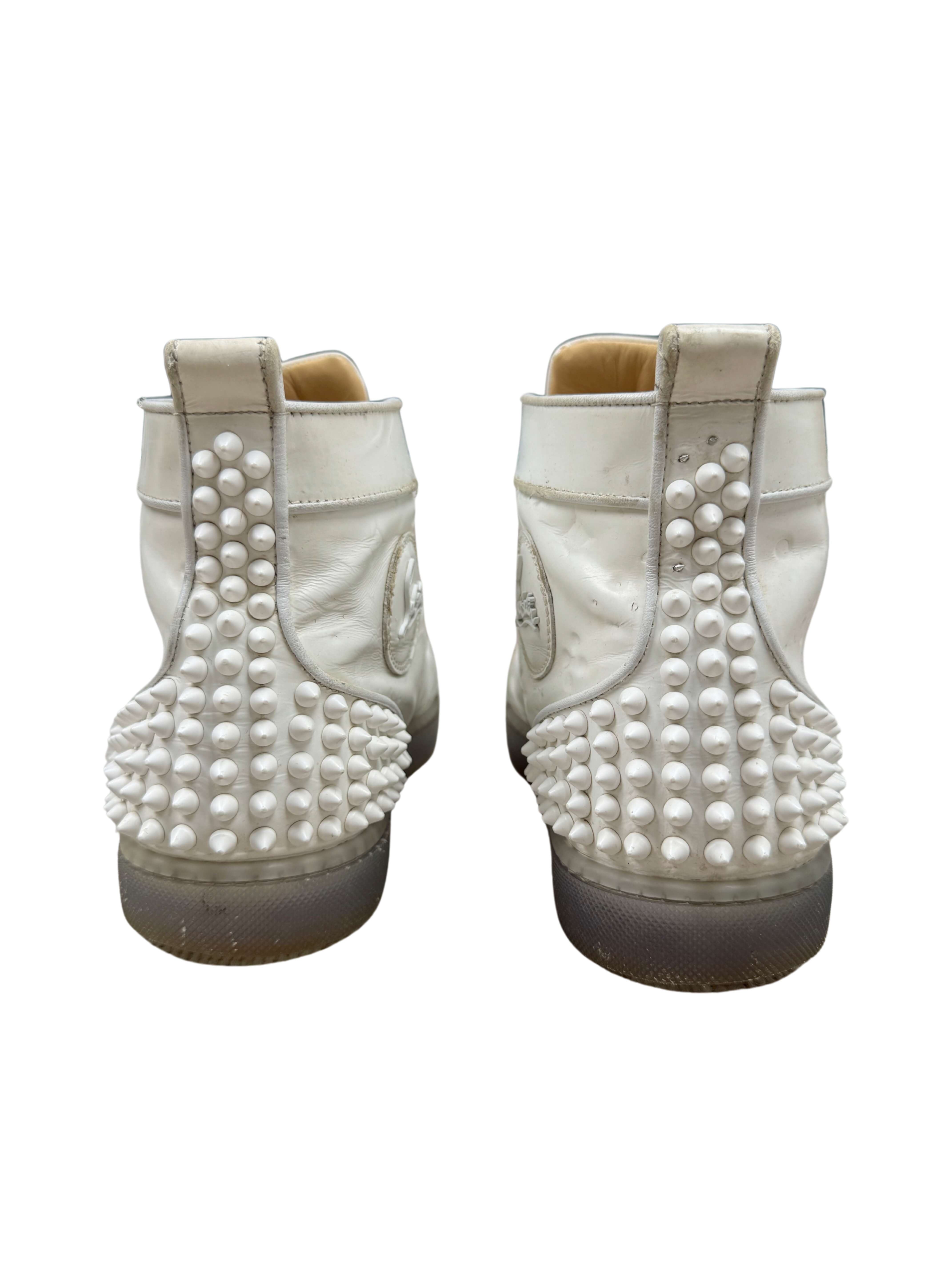 Christian Louboutin Flat Calf Leather Spikes - White Christian Louboutin