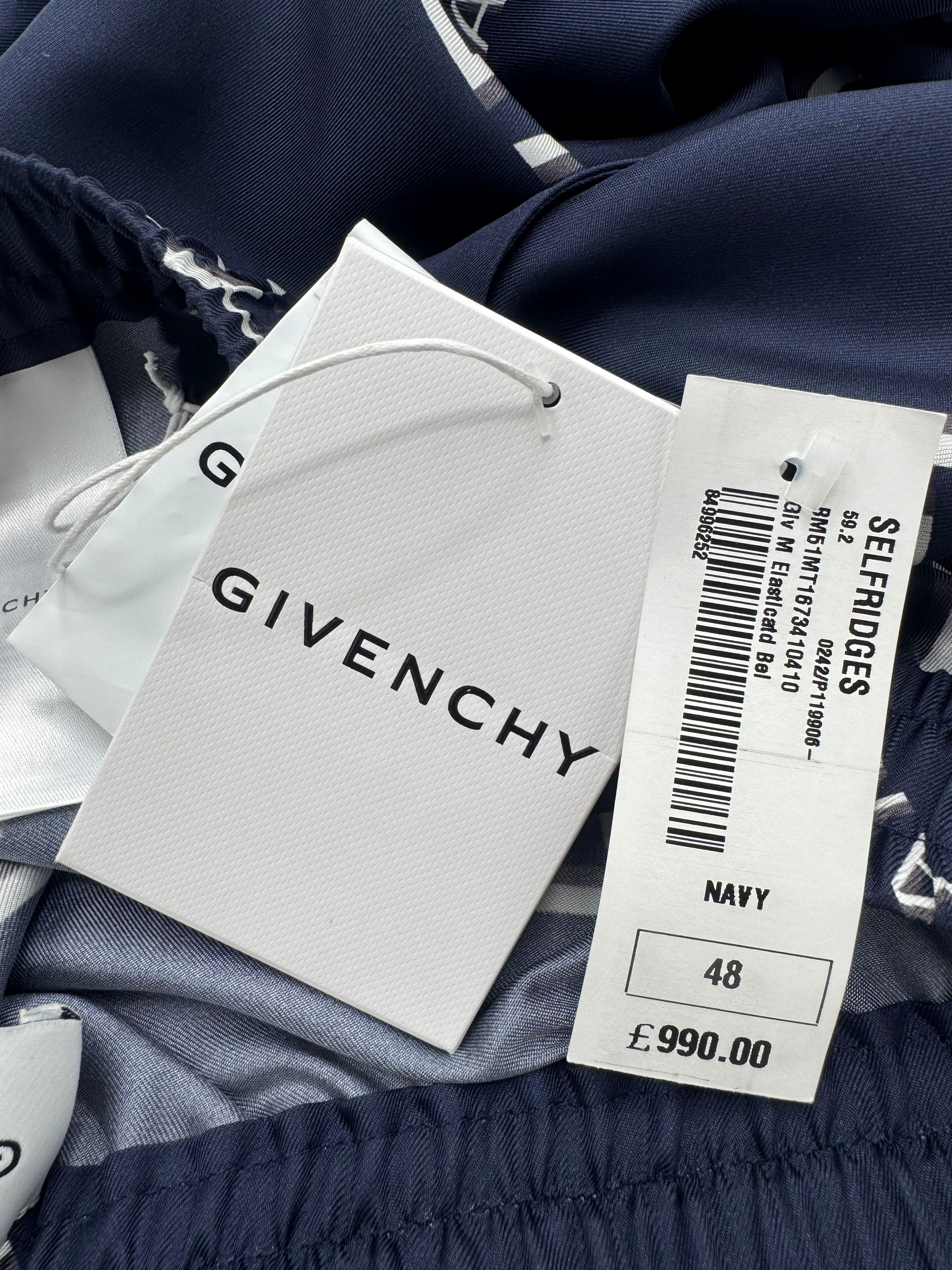 Givenchy Bermuda Logo Silk Shorts - Navy (Unused) Givenchy