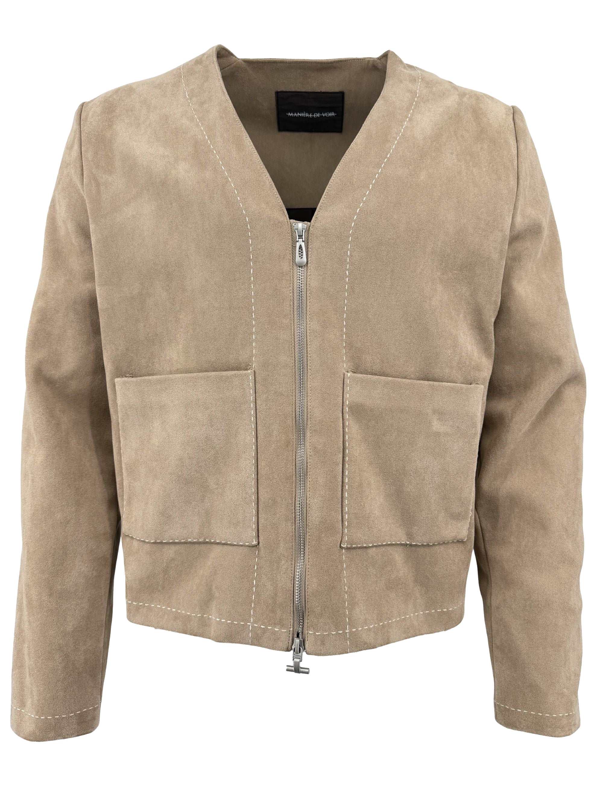 Maniere De Voir Suede Jacket - Beige Maniere De Voir