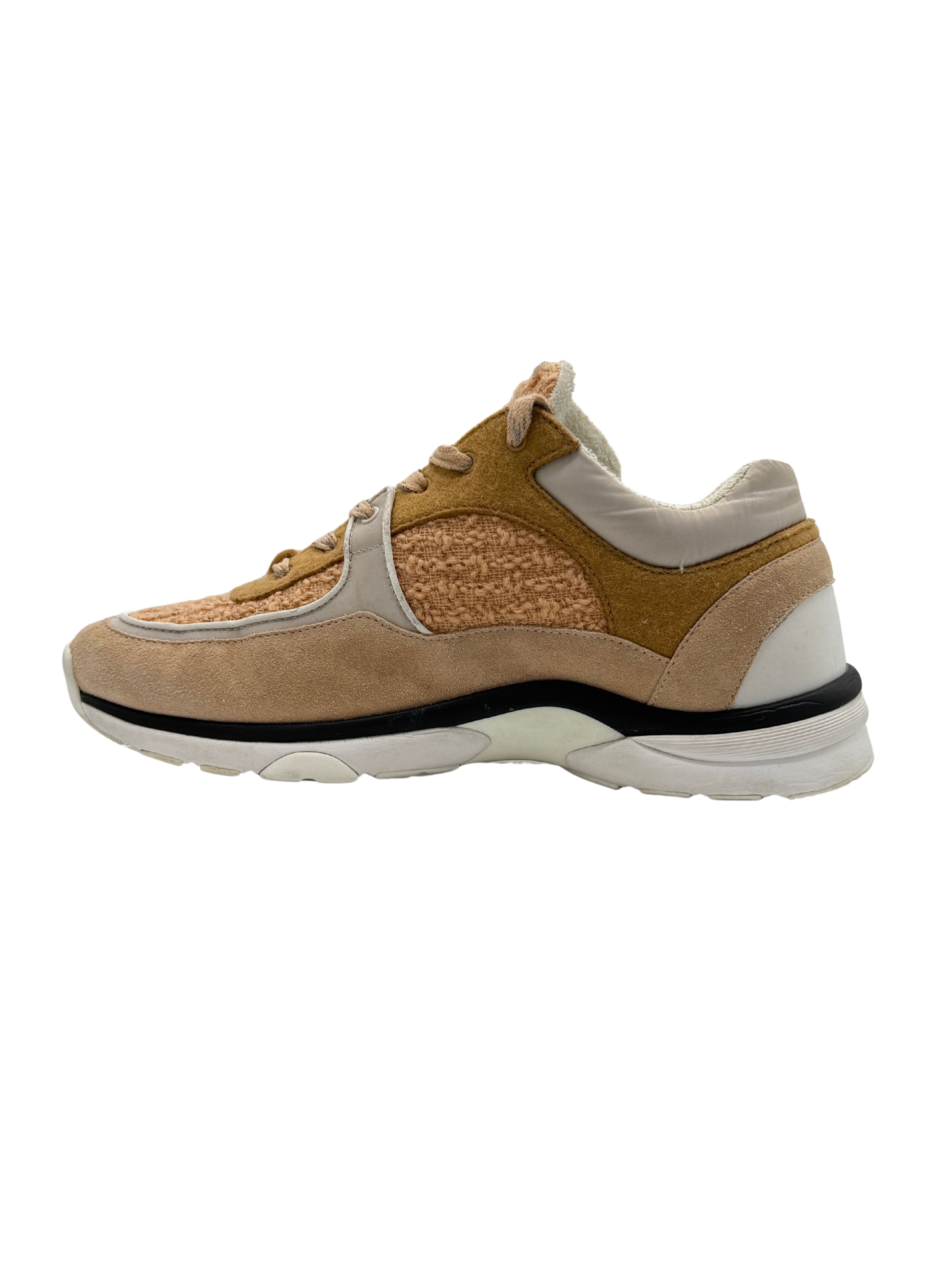 Chanel CC Tweed Runner Trainer - Beige