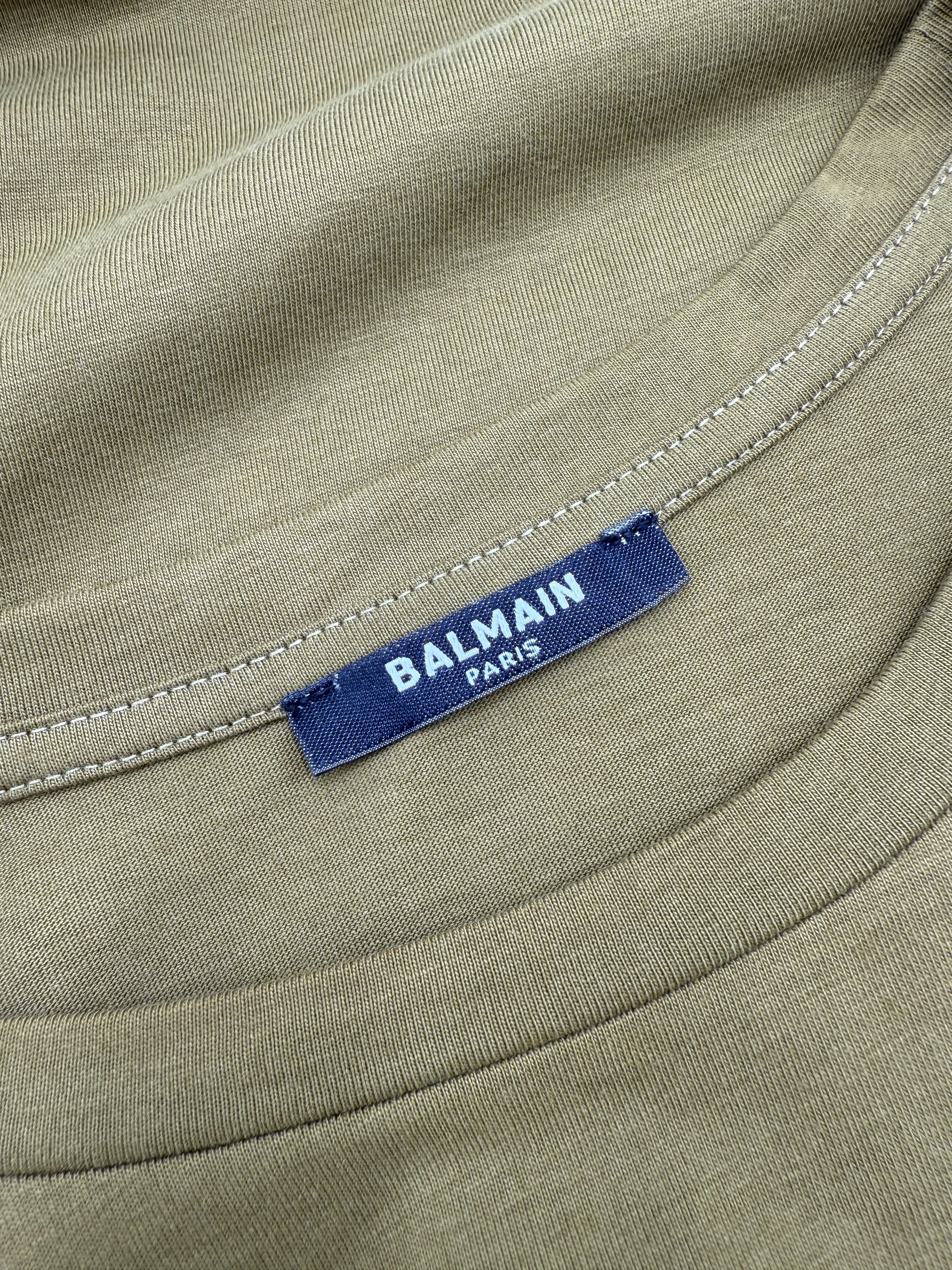Balmain Logo-Embossed Cotton T-Shirt - Olive (Unused) Balmain