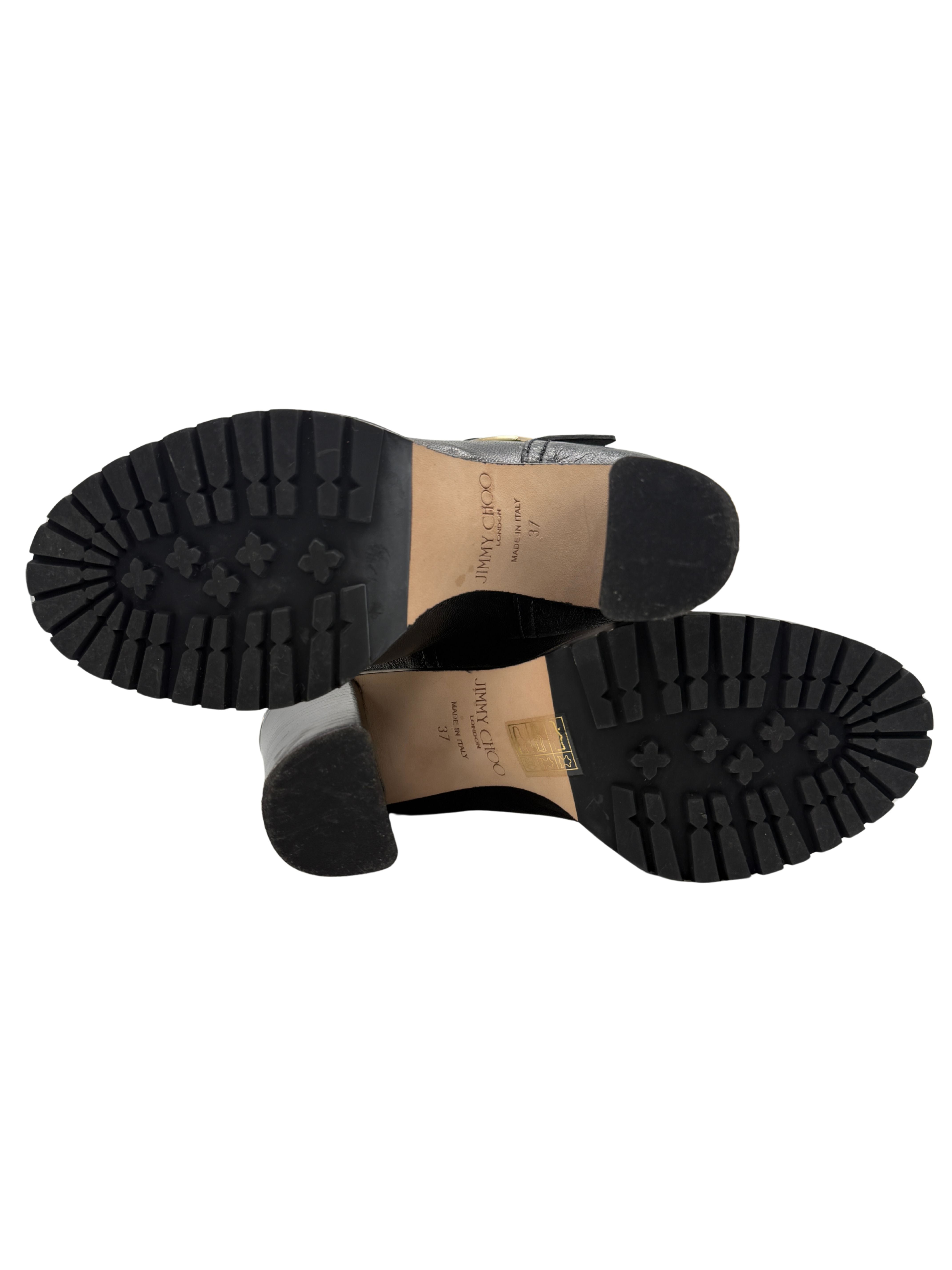 Jimmy Choo Dart Biker Leather Heeled Ankle Bootie - Black