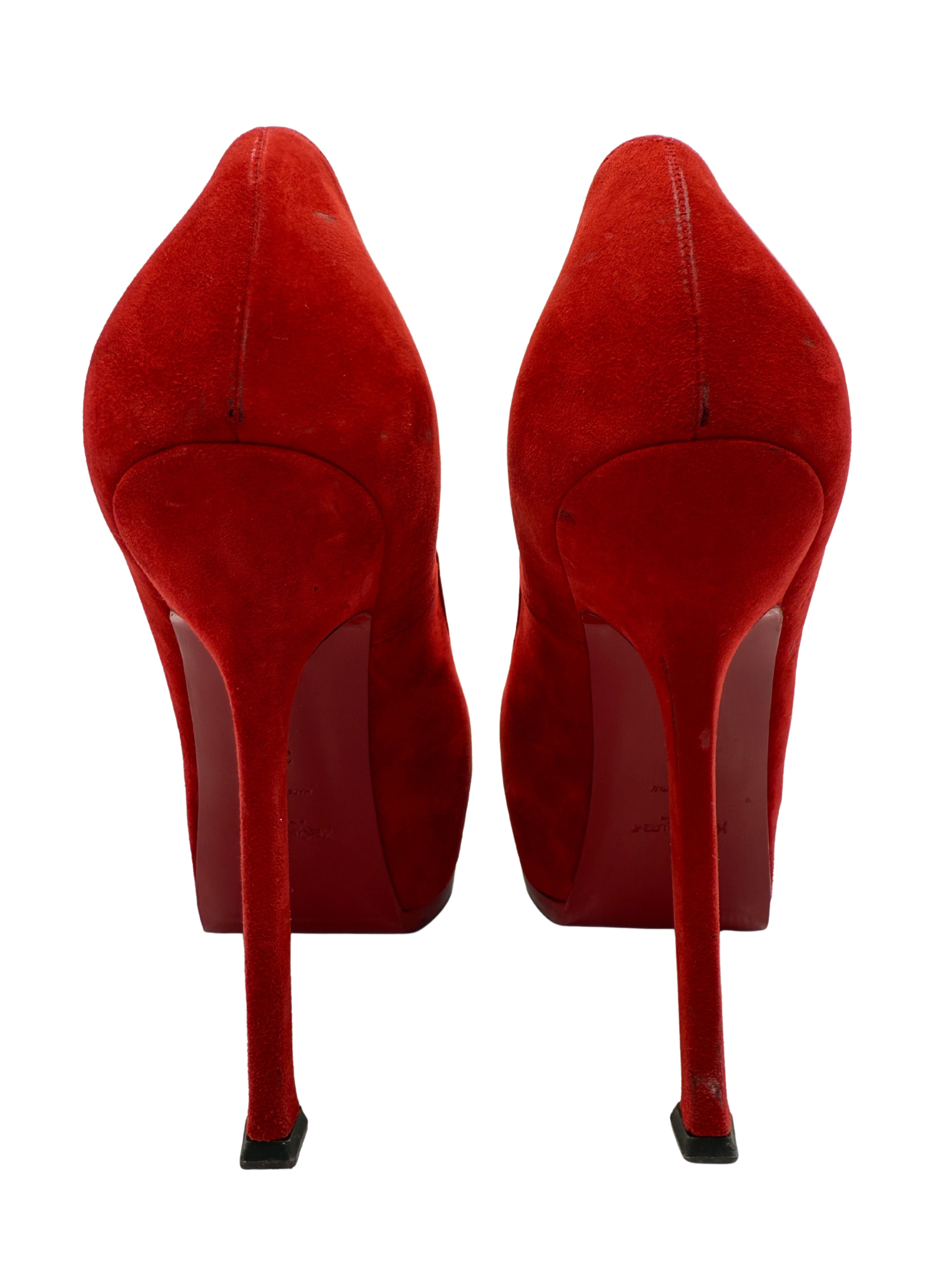 Yves Saint Laurent Suede Tribtoo Platform Pump - Red
