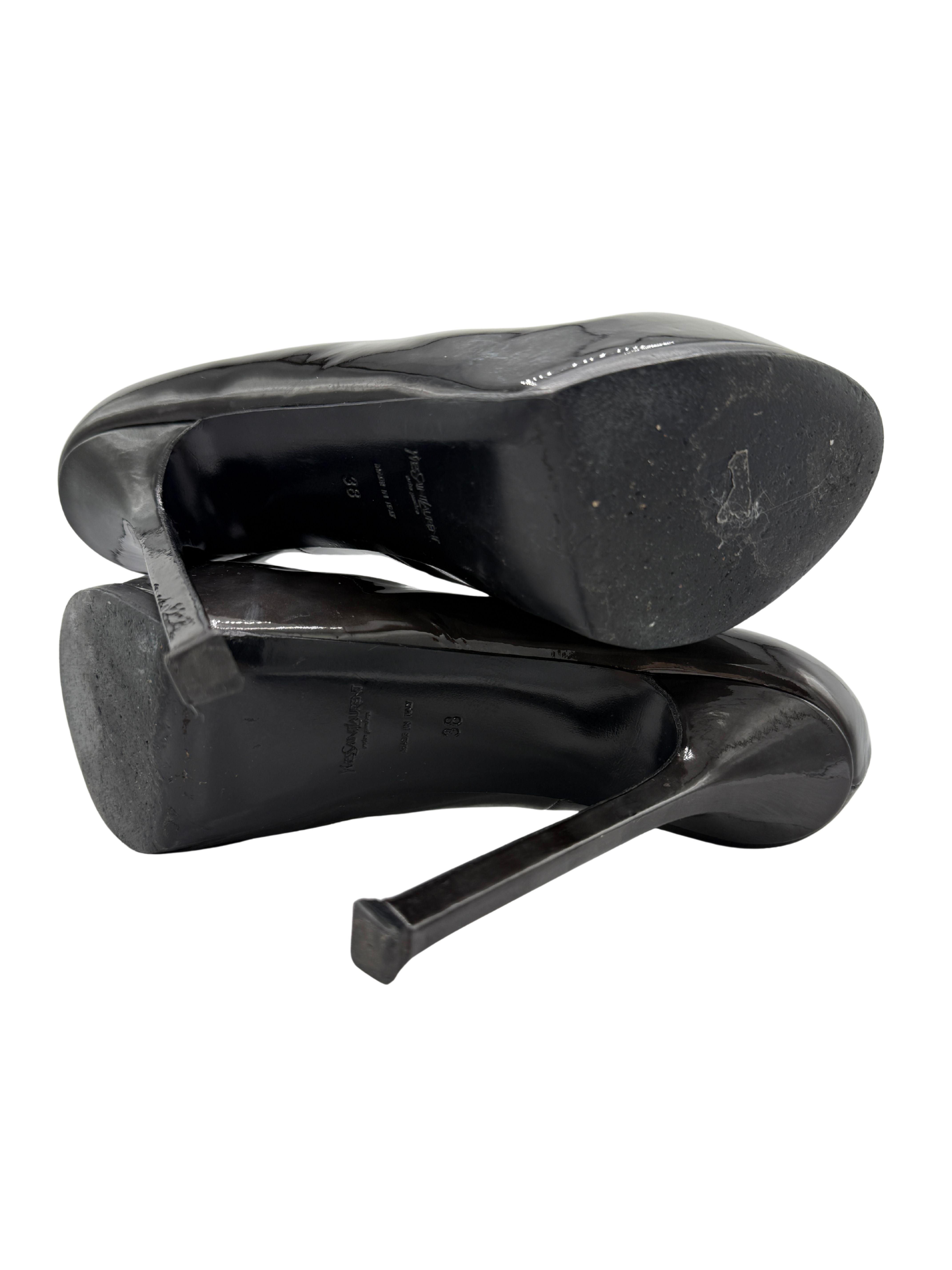 Yves Saint Laurent Tribtoo Patent Platform Pump - Black