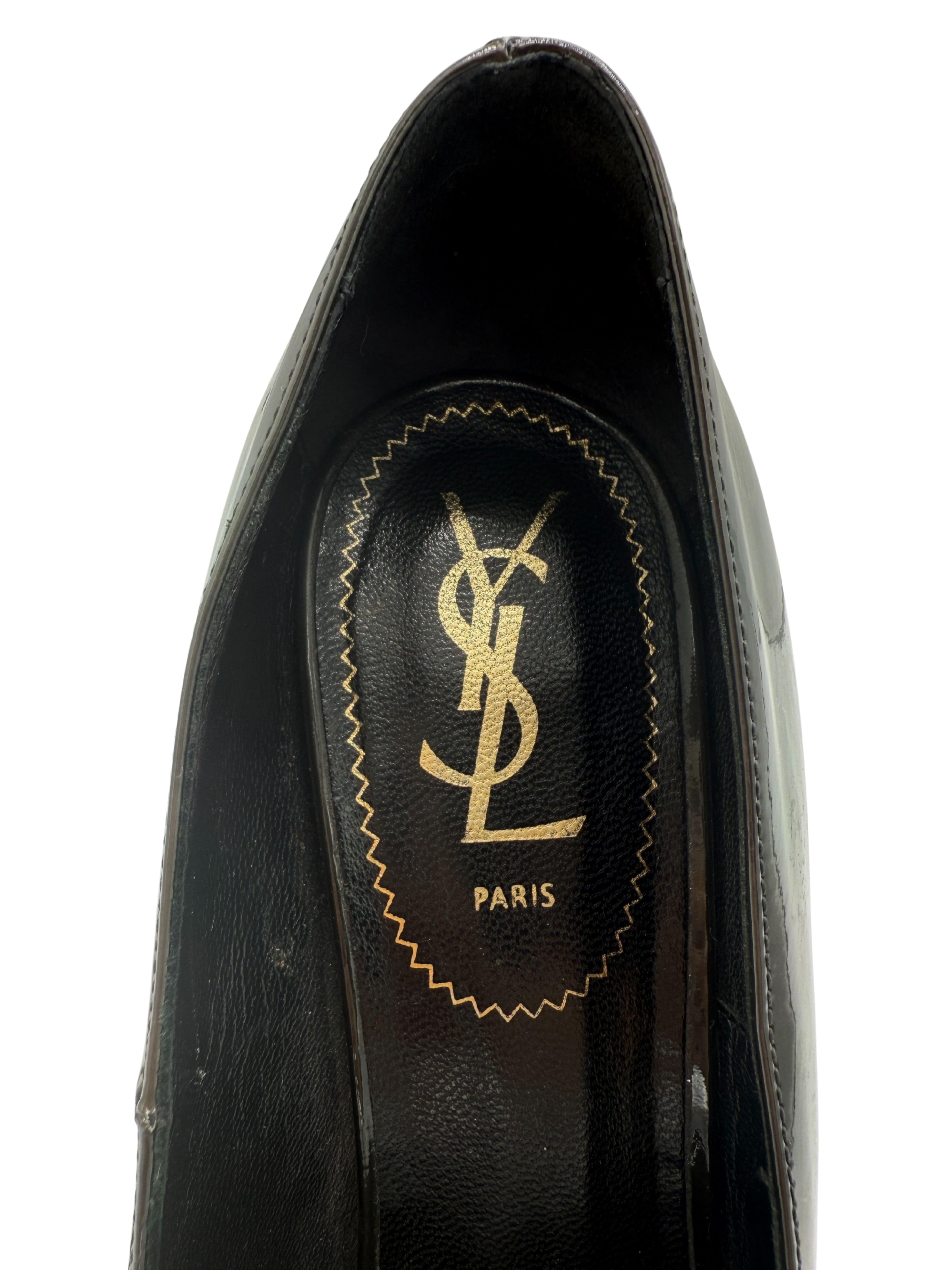 Yves Saint Laurent Tribtoo Patent Platform Pump - Black