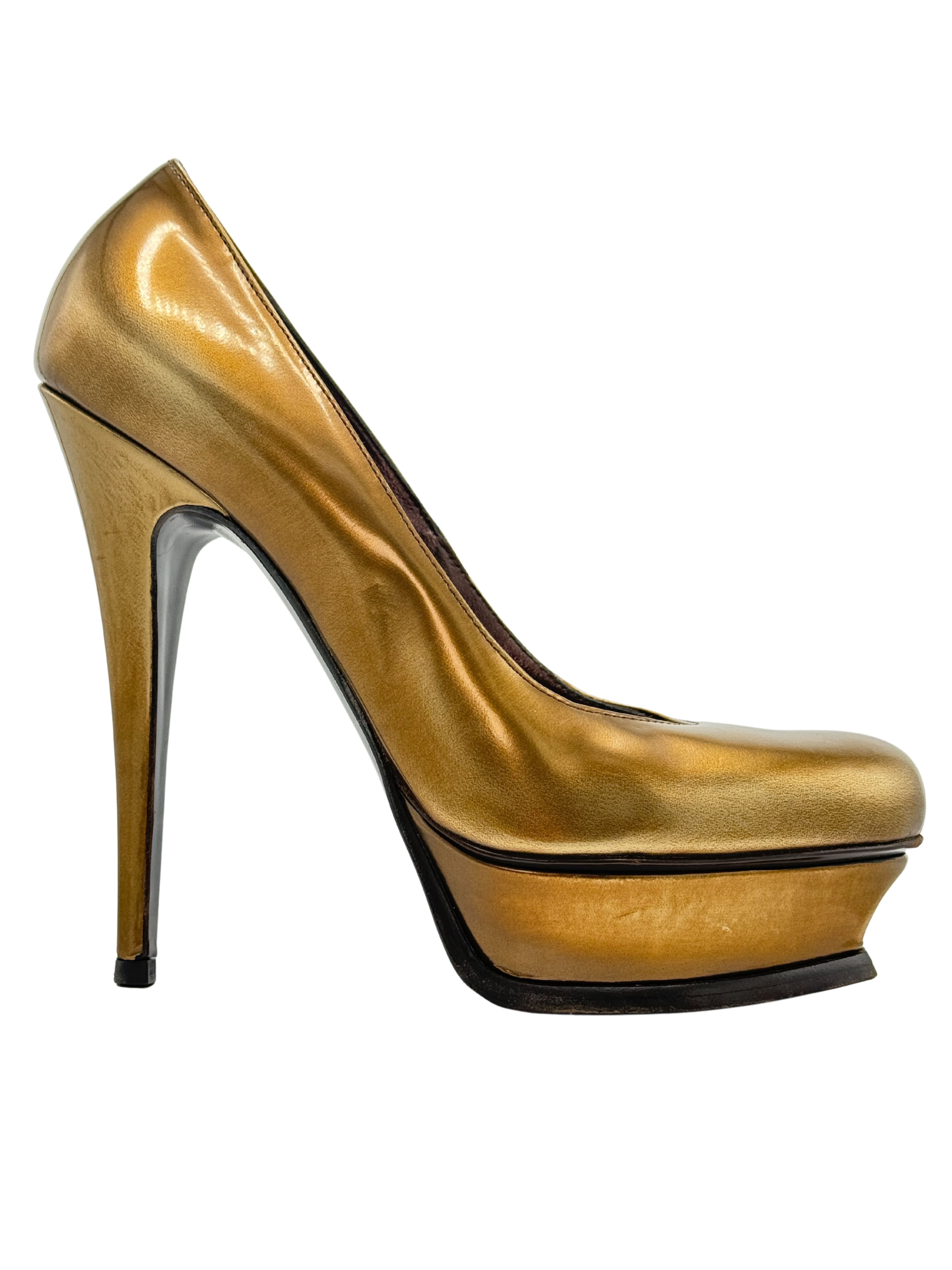 Yves Saint Laurent Tribute 105 Platform Pumps - Gold