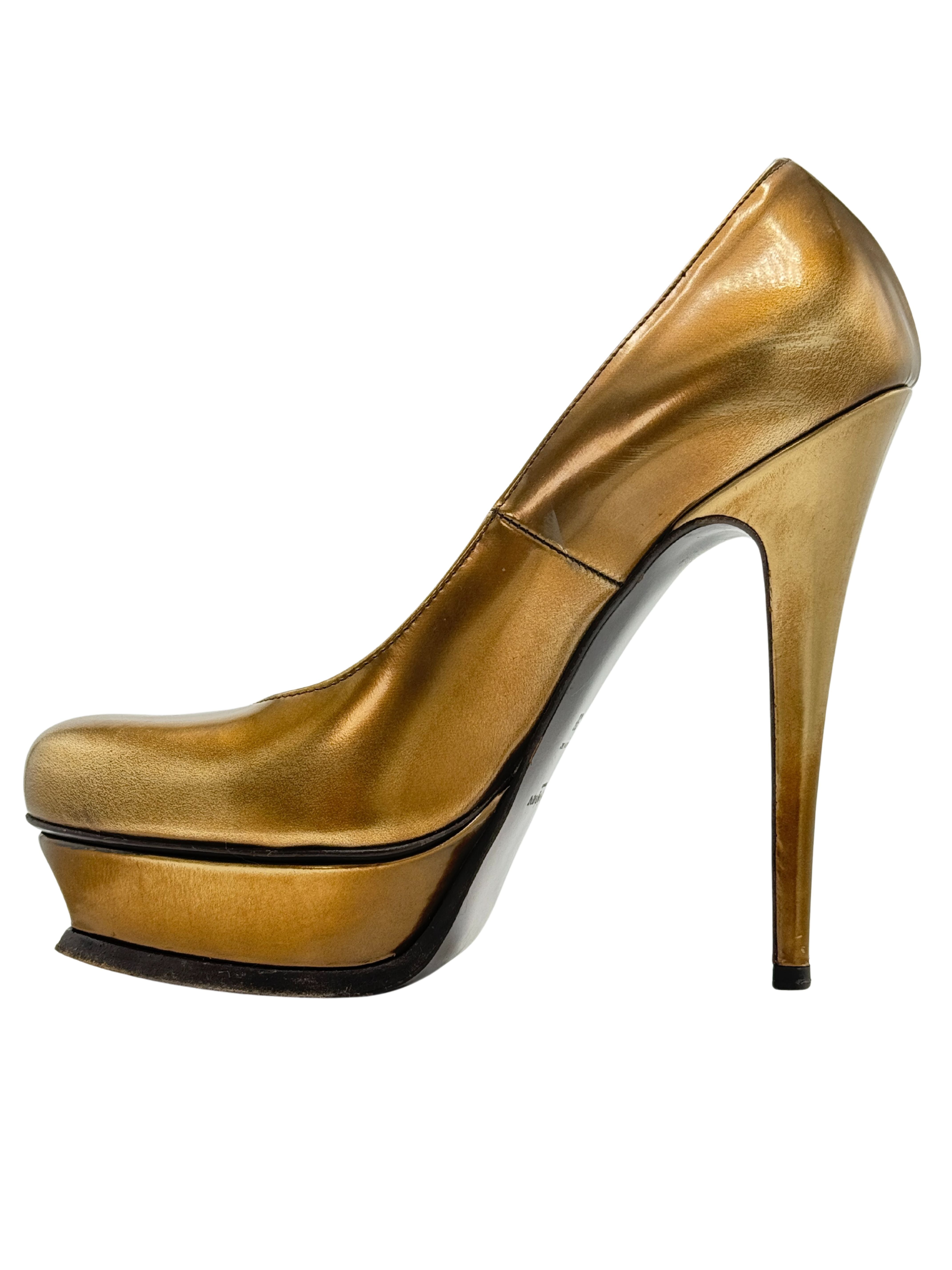 Yves Saint Laurent Tribute 105 Platform Pumps - Gold