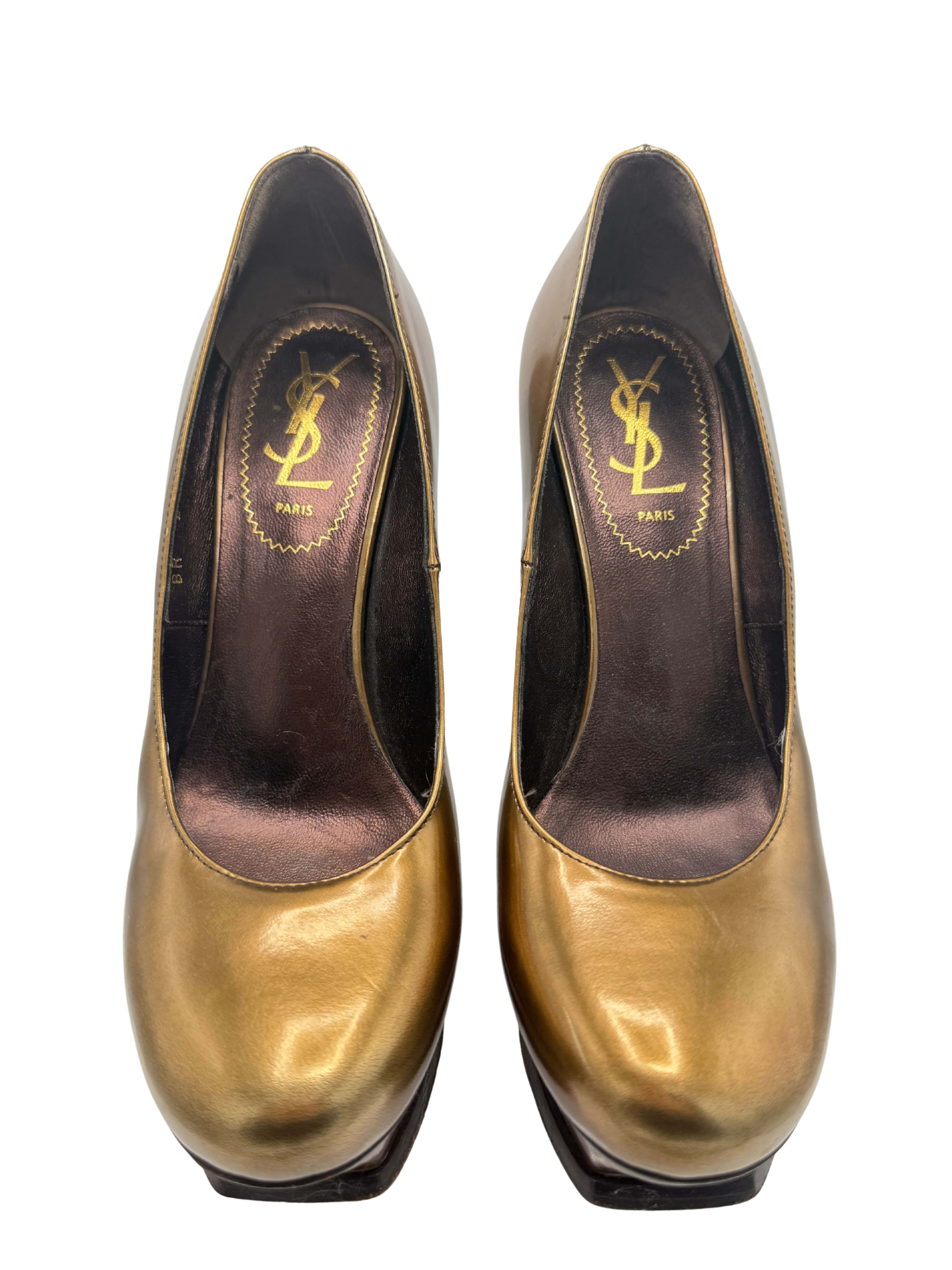 Yves Saint Laurent Tribute 105 Platform Pumps - Gold