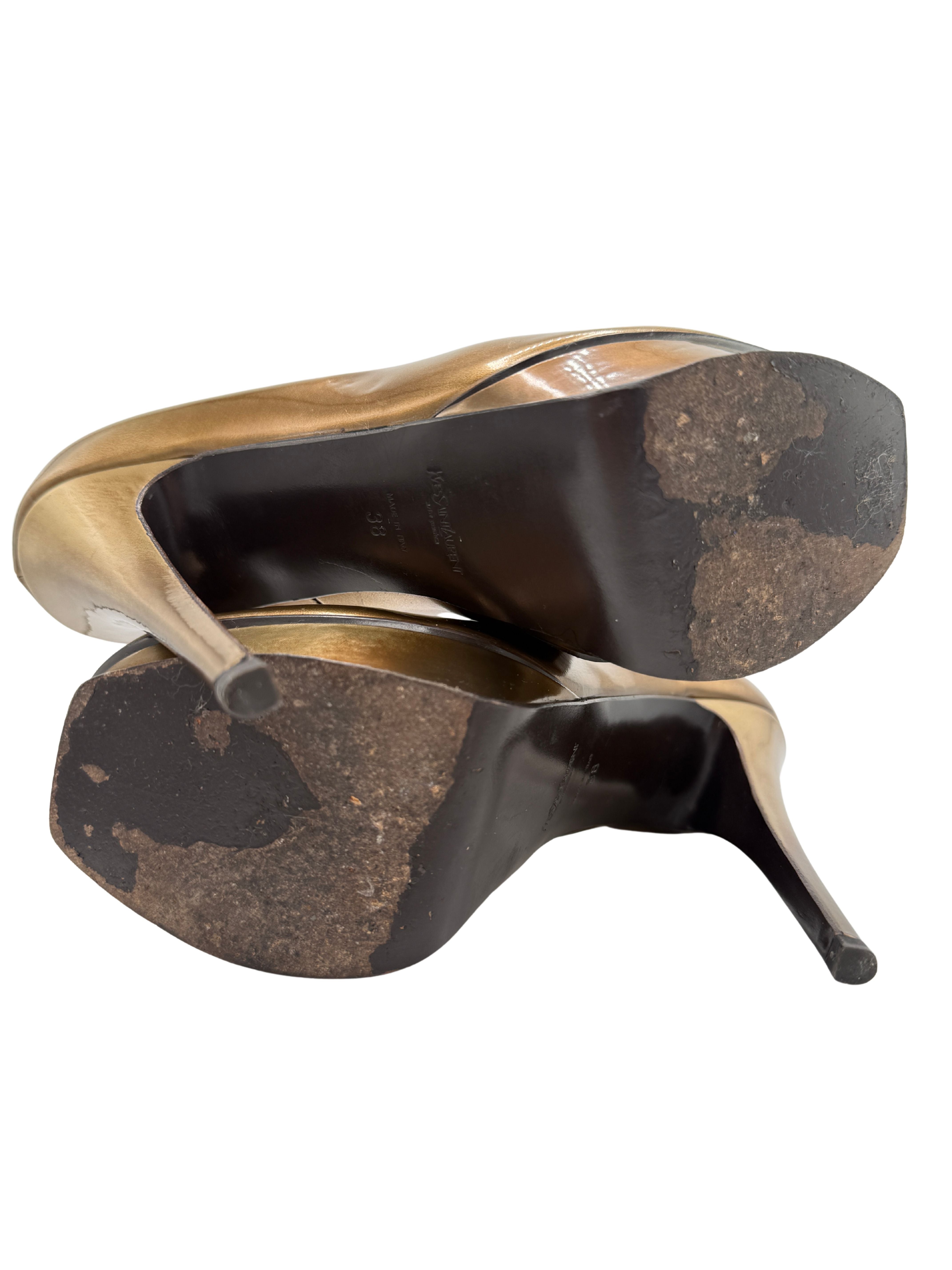 Yves Saint Laurent Tribute 105 Platform Pumps - Gold